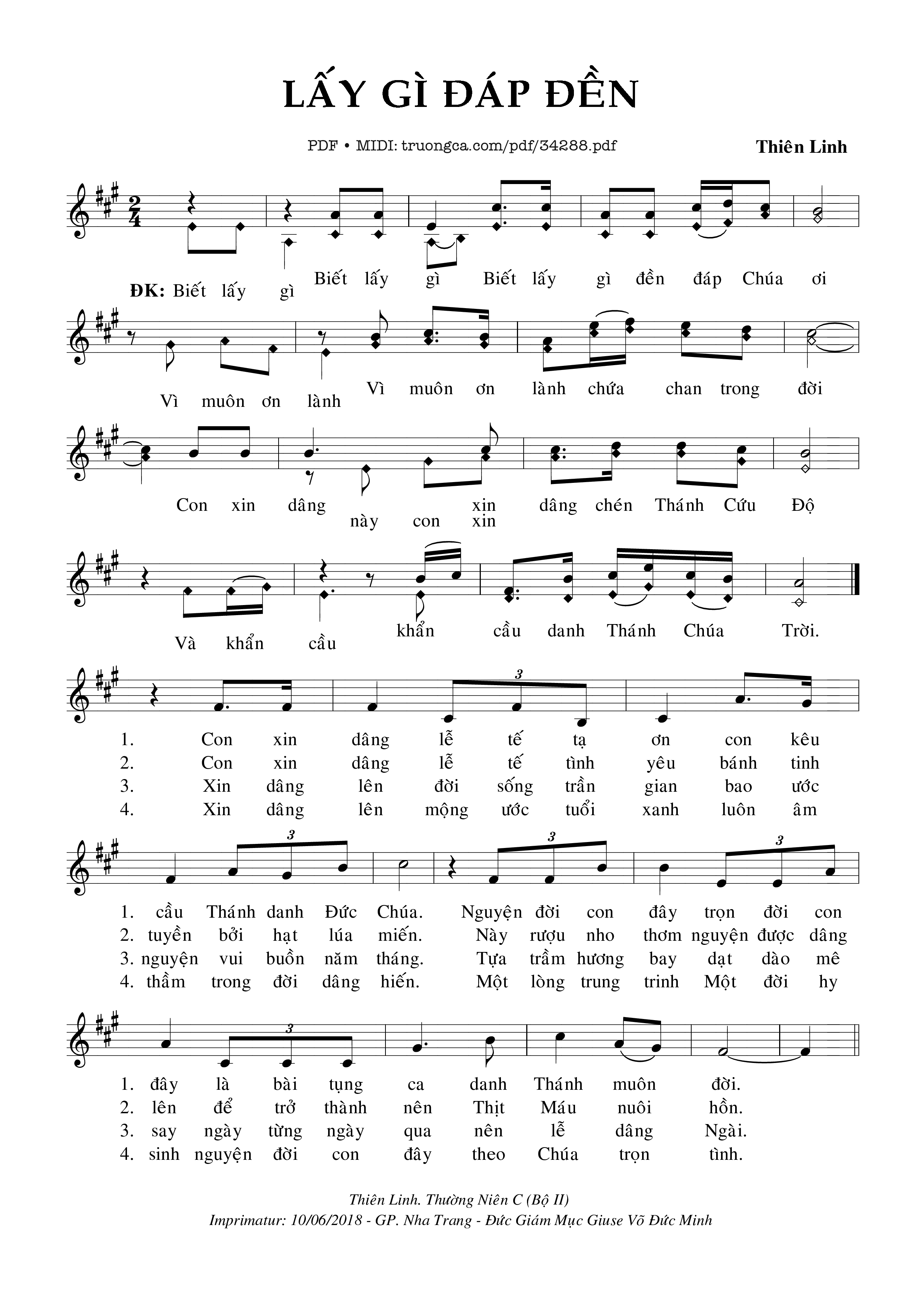 Sheet PDF of Lấy Gì Đáp Đền