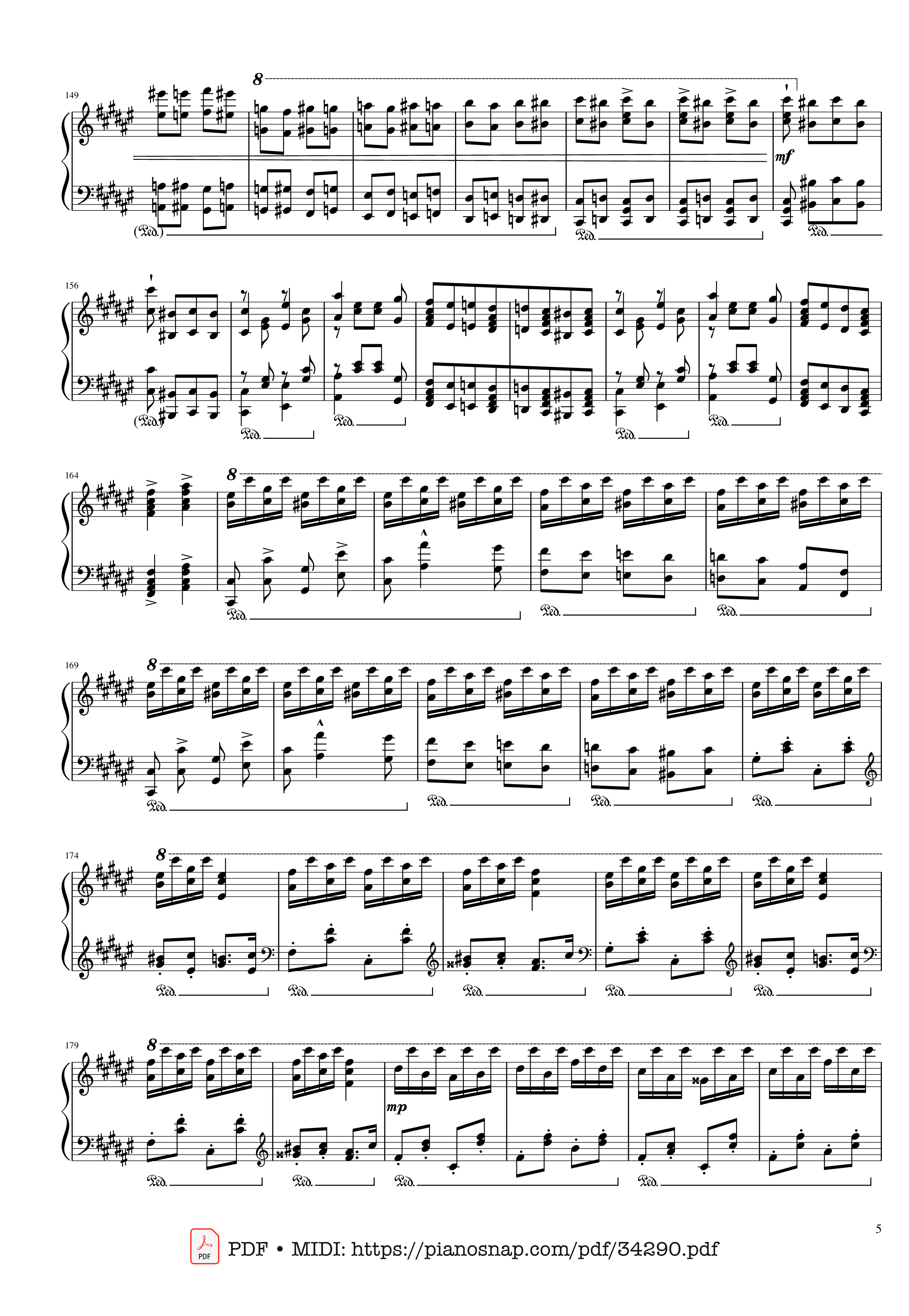 Page 5 of Sheet music PDF Piano Hungarian Rhapsody No. 2 Friska Piano - Franz Liszt