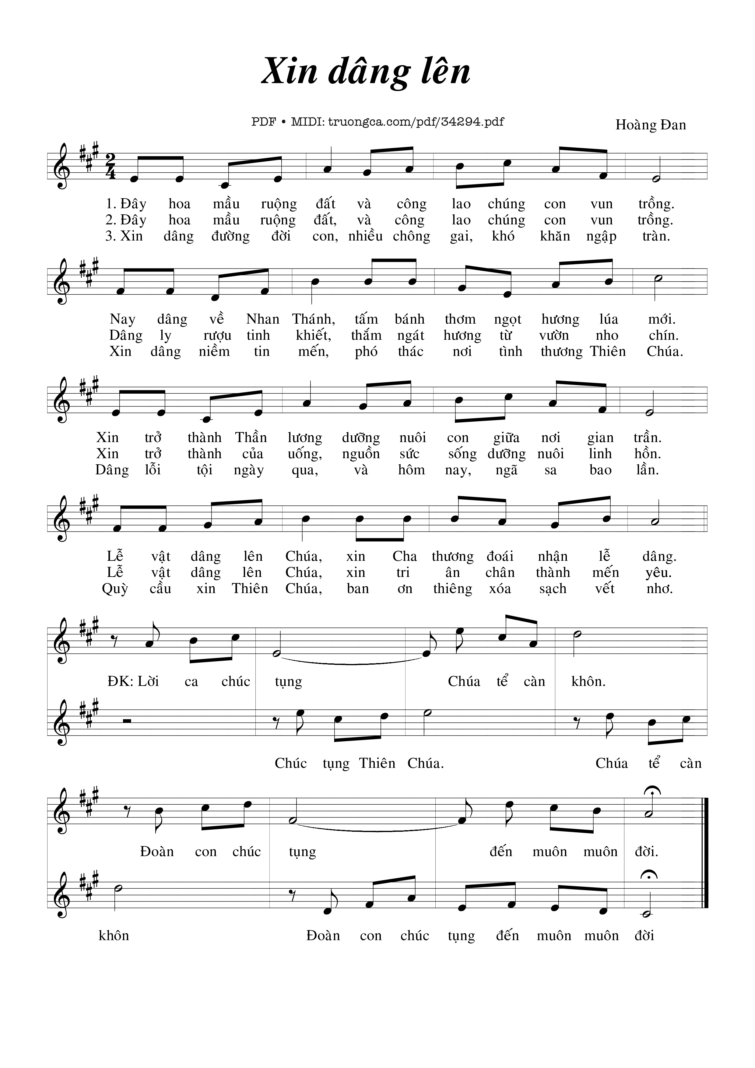Sheet PDF of Xin Dâng Lên - Hoàng Đan