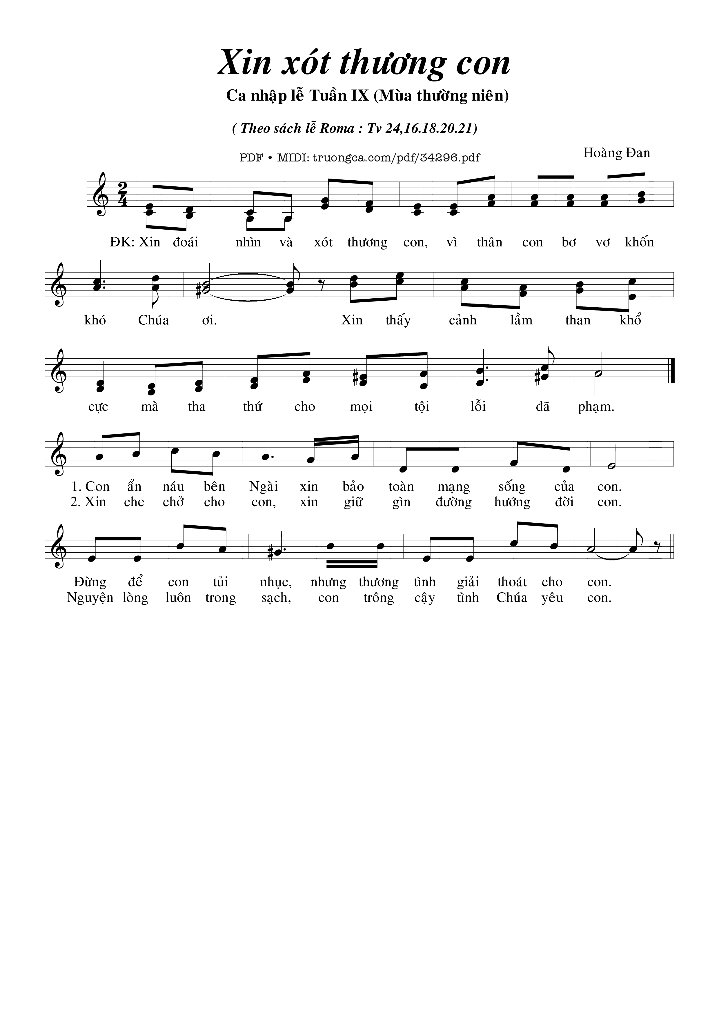 Sheet PDF of Xin Xót Thương Con