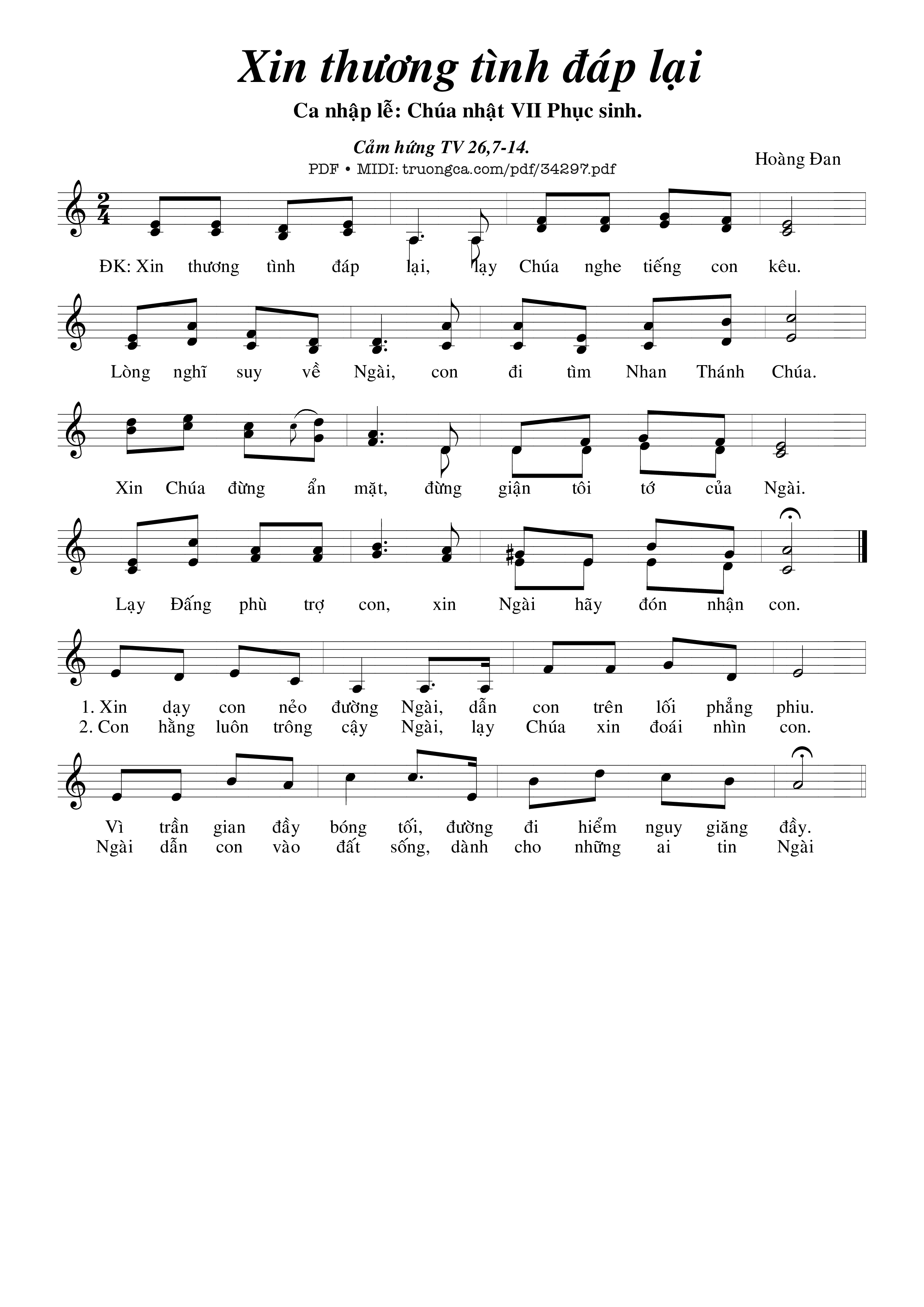 Sheet PDF of Xin Thương Tình Đáp Lại