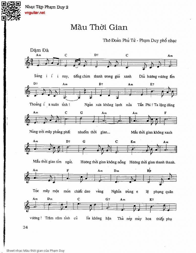 Sheet PDF of Màu thời gian