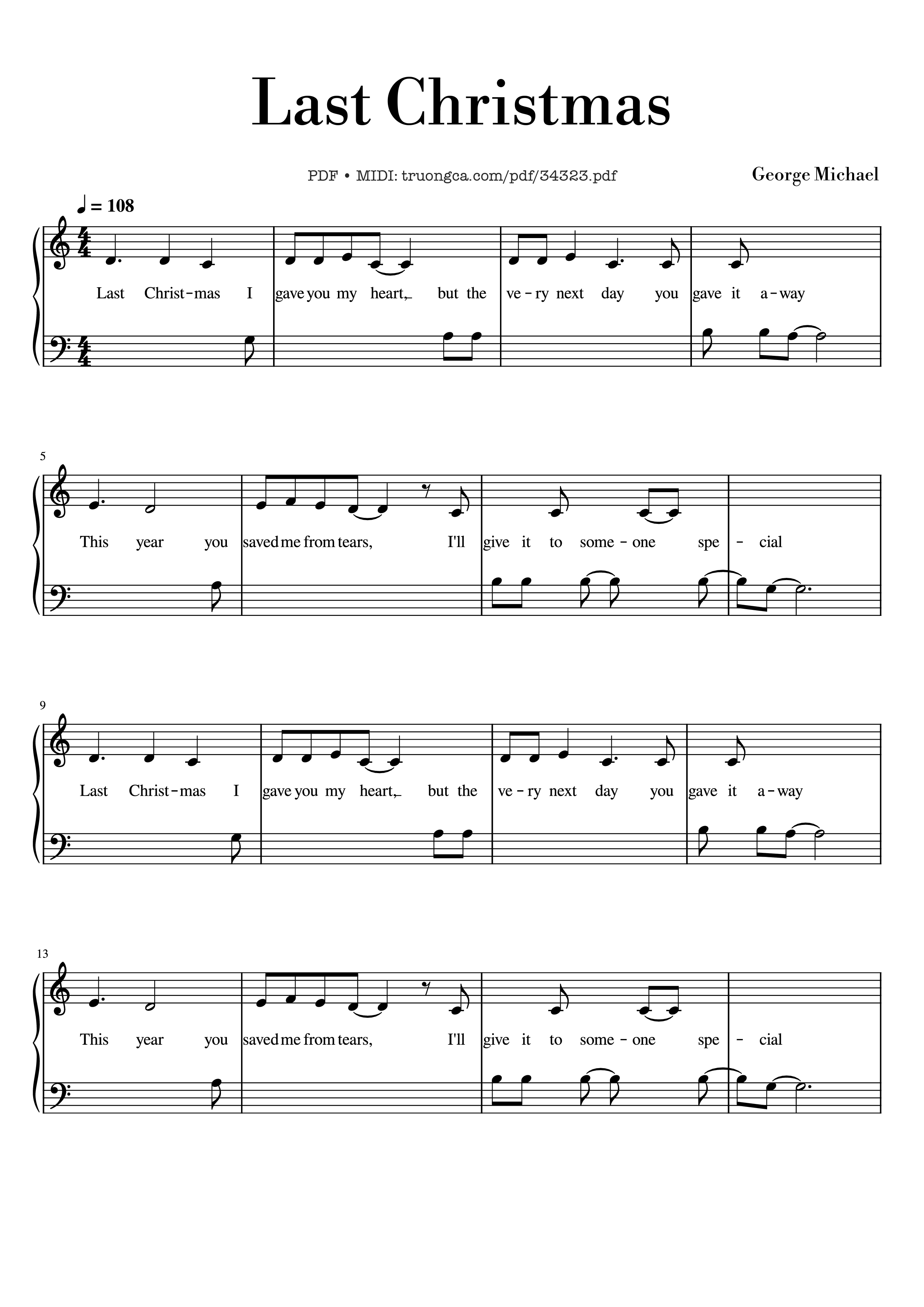 Sheet PDF of Last Christmas Piano