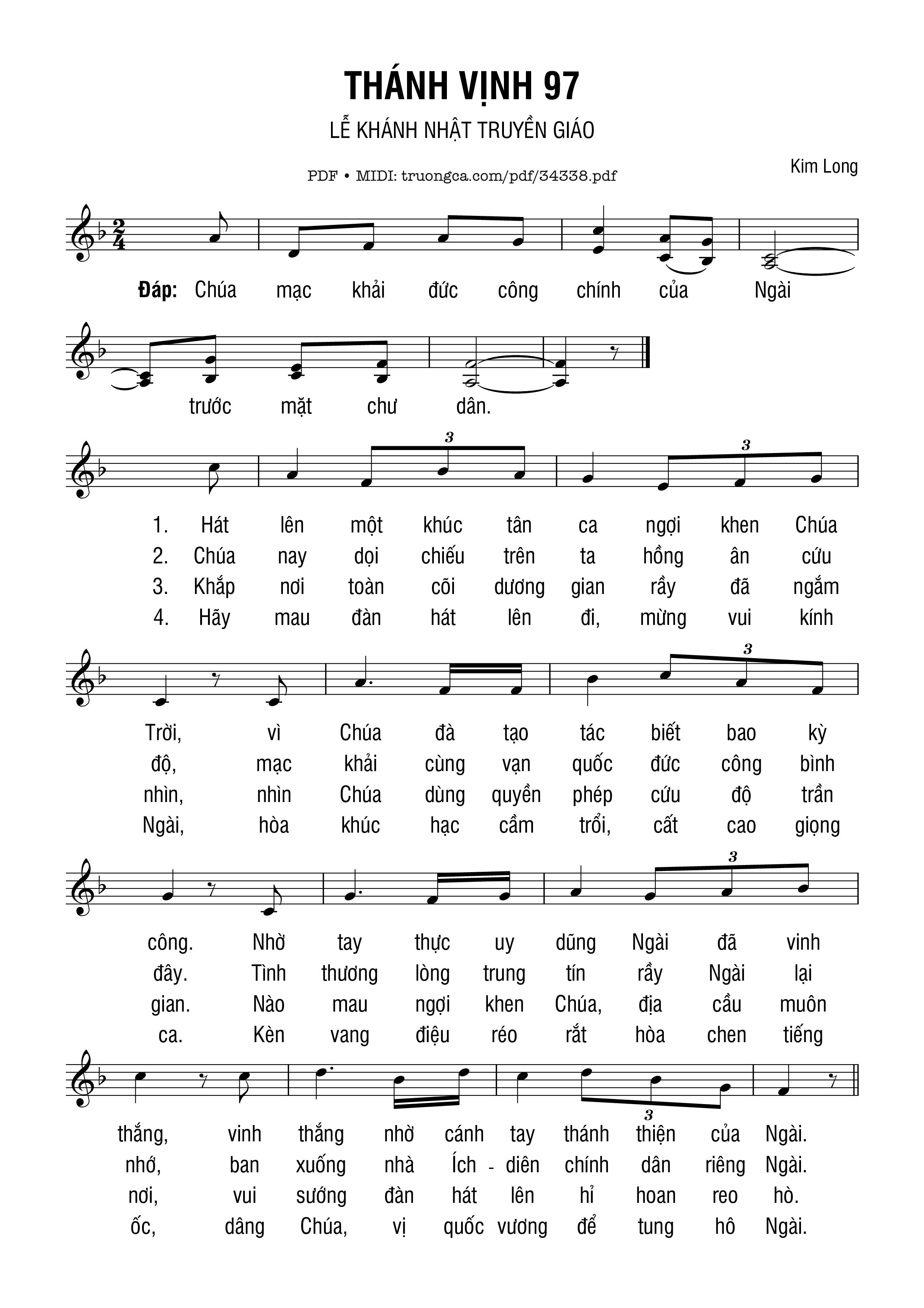 Sheet PDF of Thánh Vịnh 97, Lễ Khánh Nhật Truyền Giáo