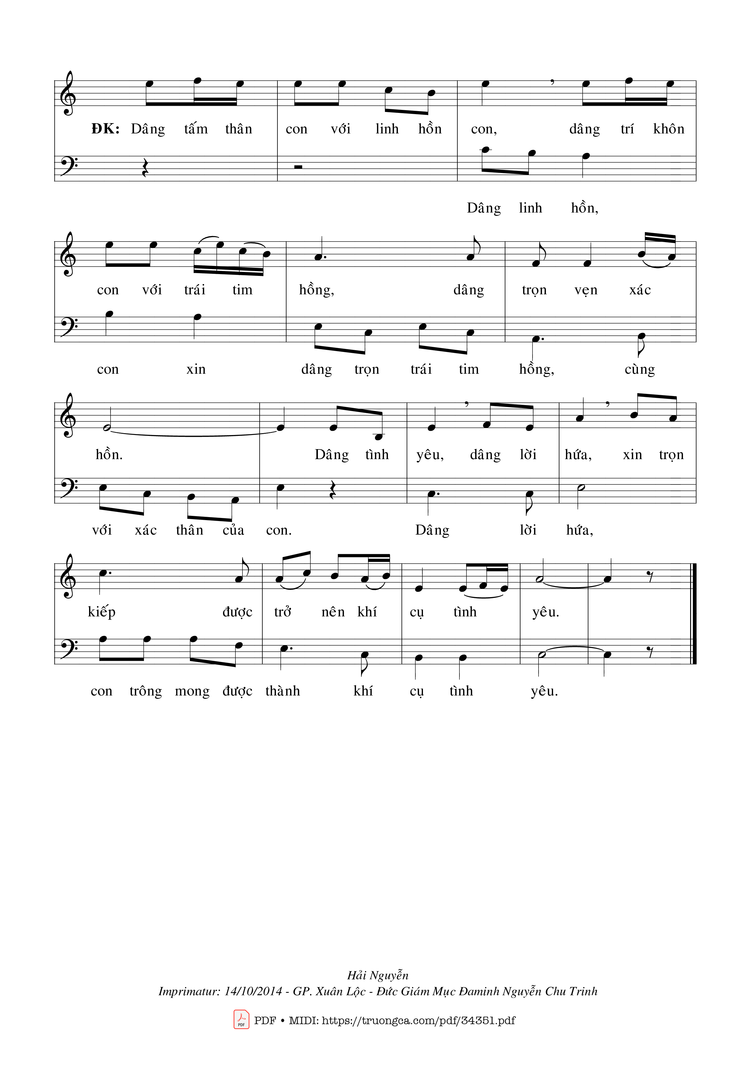 Page 2 of Sheet music PDF Xin Dâng - Hải Nguyễn