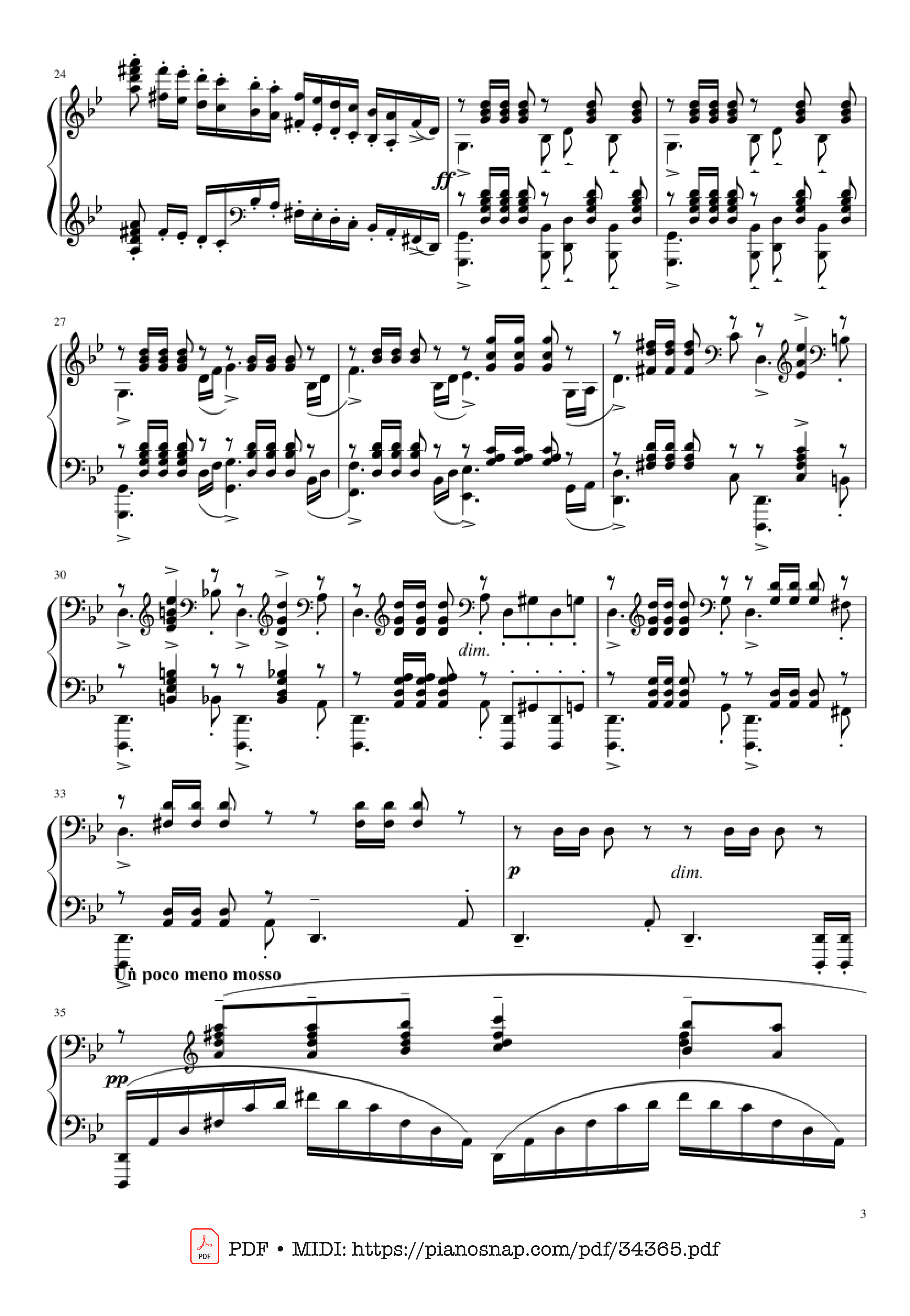 Page 3 of Sheet music PDF Piano Prélude in G Minor Piano - Sergei Vasilievich Rachmaninoff (1873 - 1943