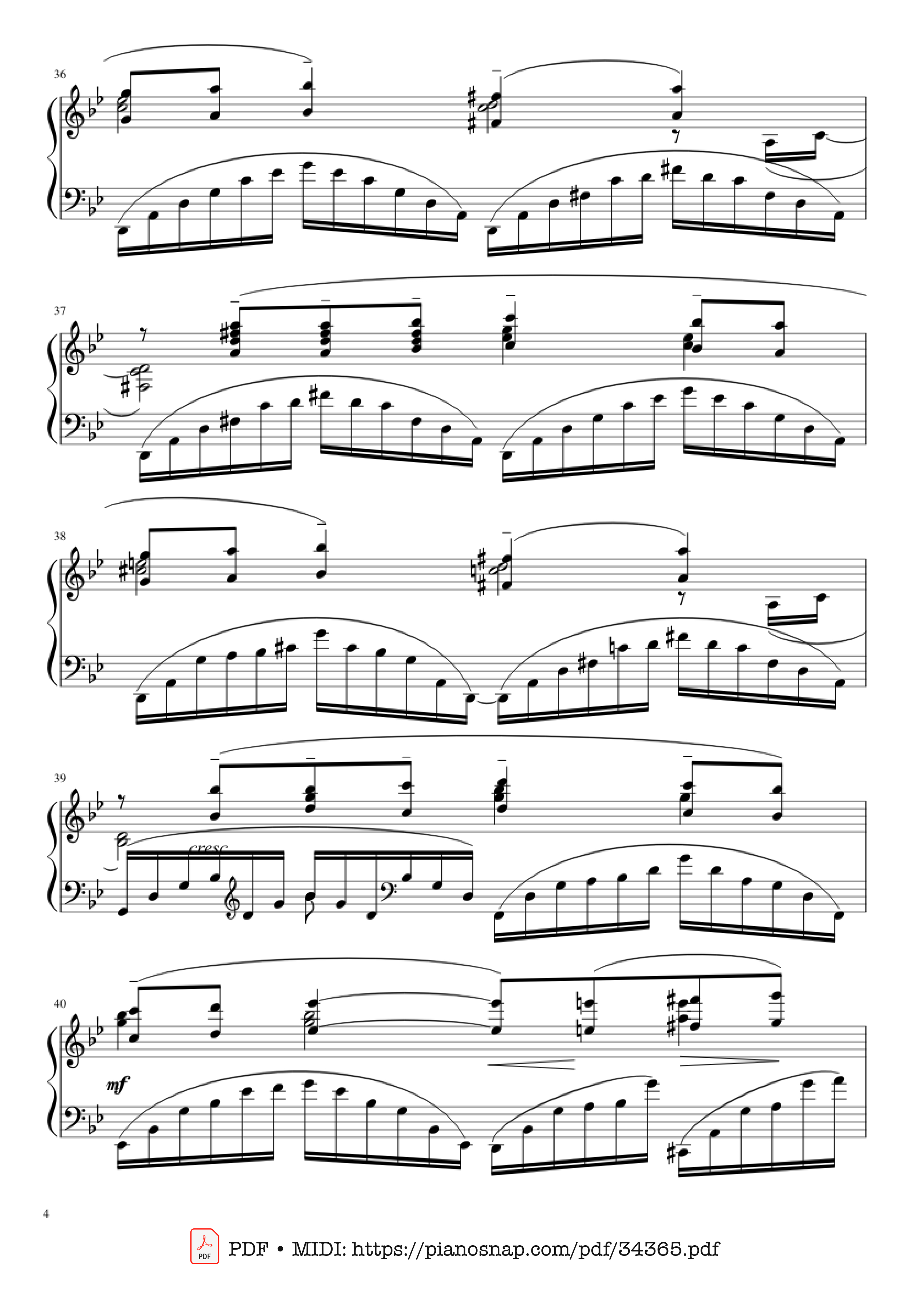 Page 4 of Sheet music PDF Piano Prélude in G Minor Piano - Sergei Vasilievich Rachmaninoff (1873 - 1943