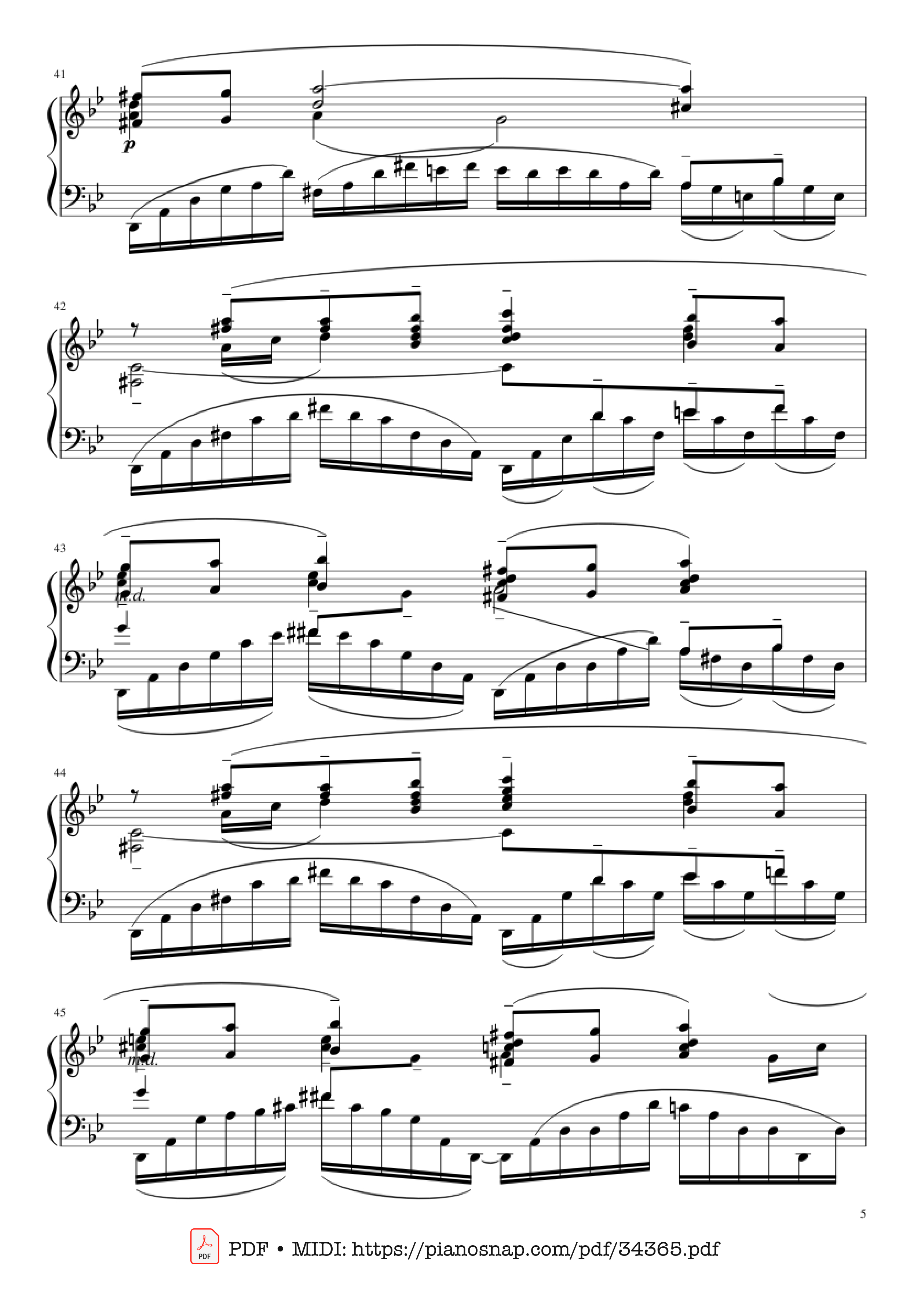 Page 5 of Sheet music PDF Piano Prélude in G Minor Piano - Sergei Vasilievich Rachmaninoff (1873 - 1943