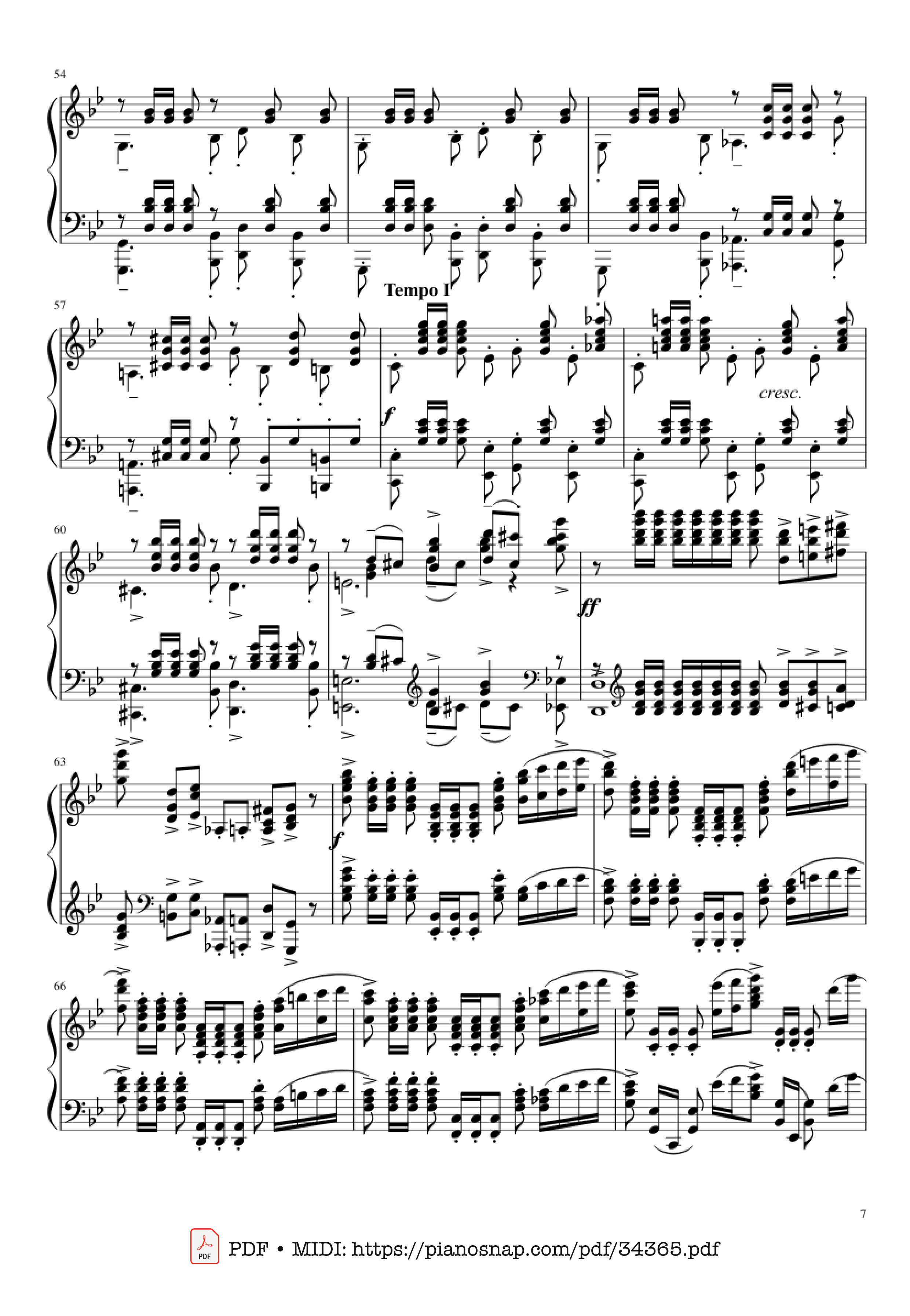 Page 7 of Sheet music PDF Piano Prélude in G Minor Piano - Sergei Vasilievich Rachmaninoff (1873 - 1943
