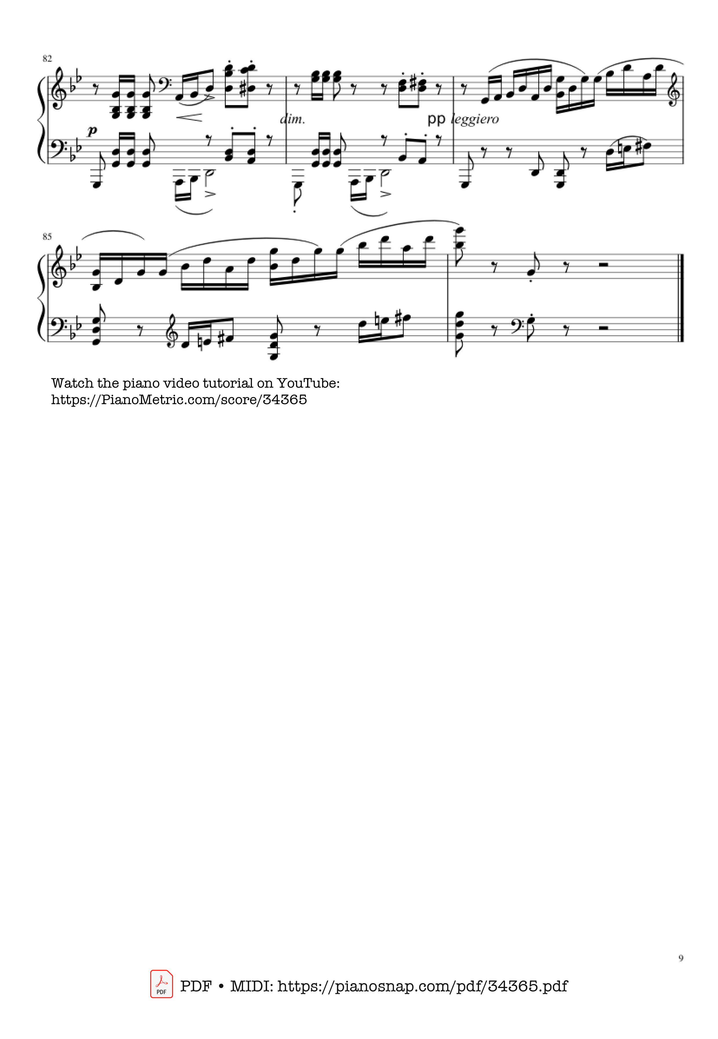 Page 9 of Sheet music PDF Piano Prélude in G Minor Piano - Sergei Vasilievich Rachmaninoff (1873 - 1943