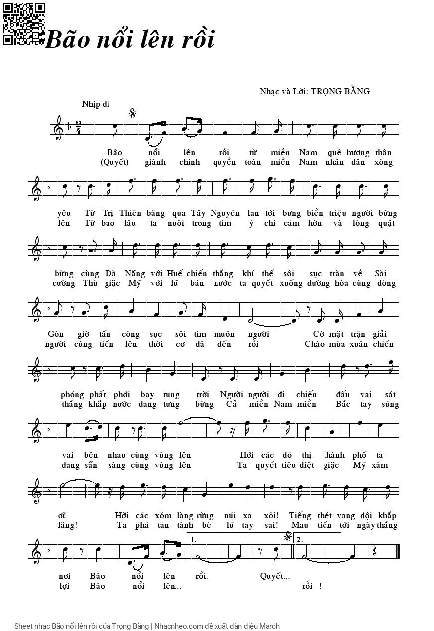 Sheet PDF of Bão nổi lên rồi