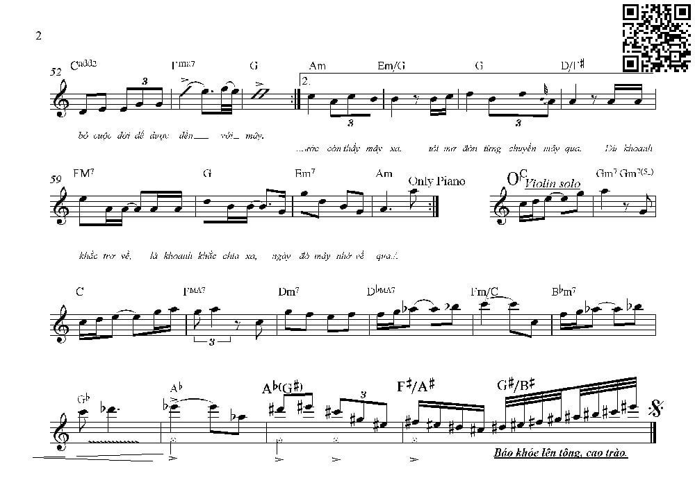 Page 2 of Sheet music PDF Mây - Đỗ Bảo