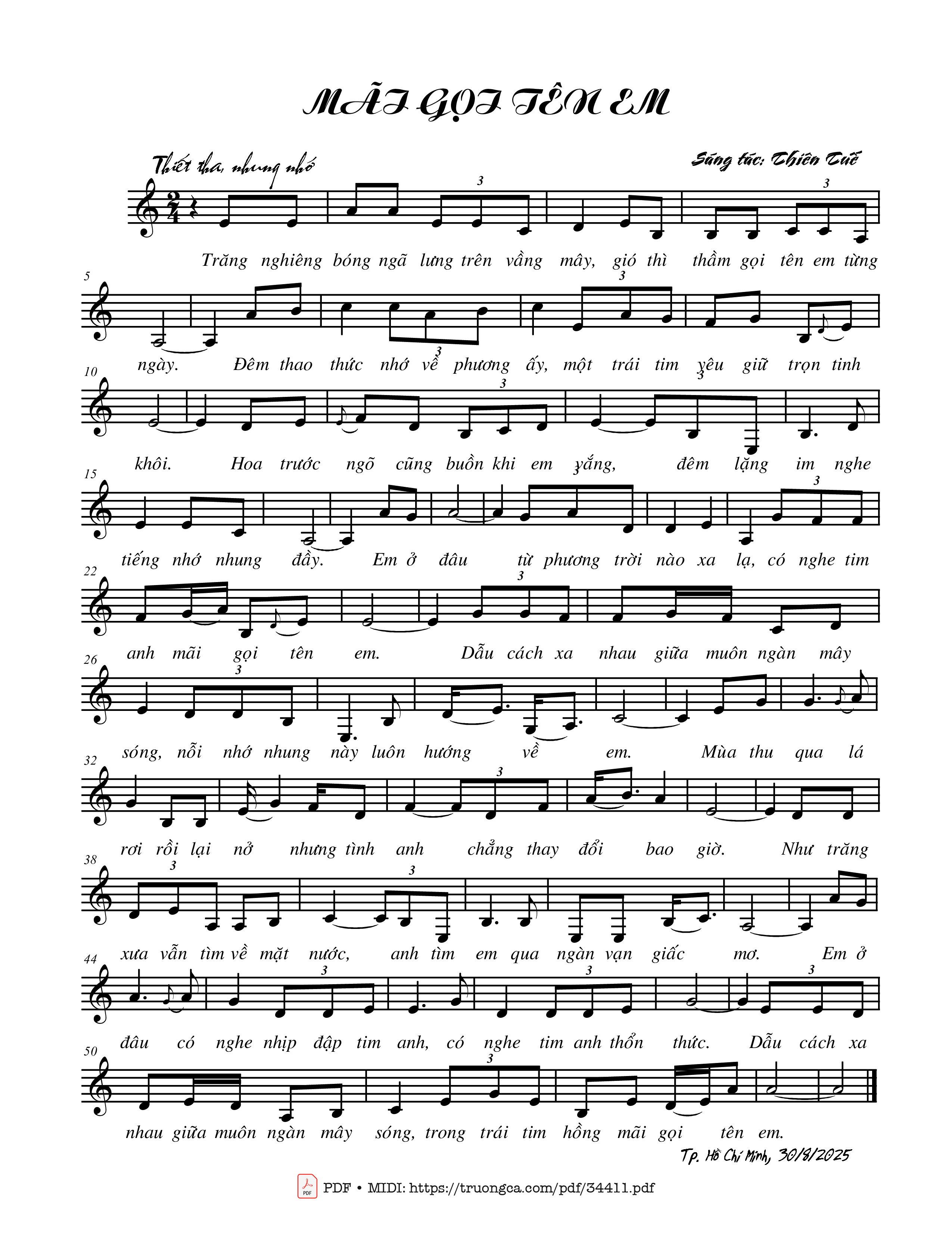 Sheet PDF of Mãi gọi tên em