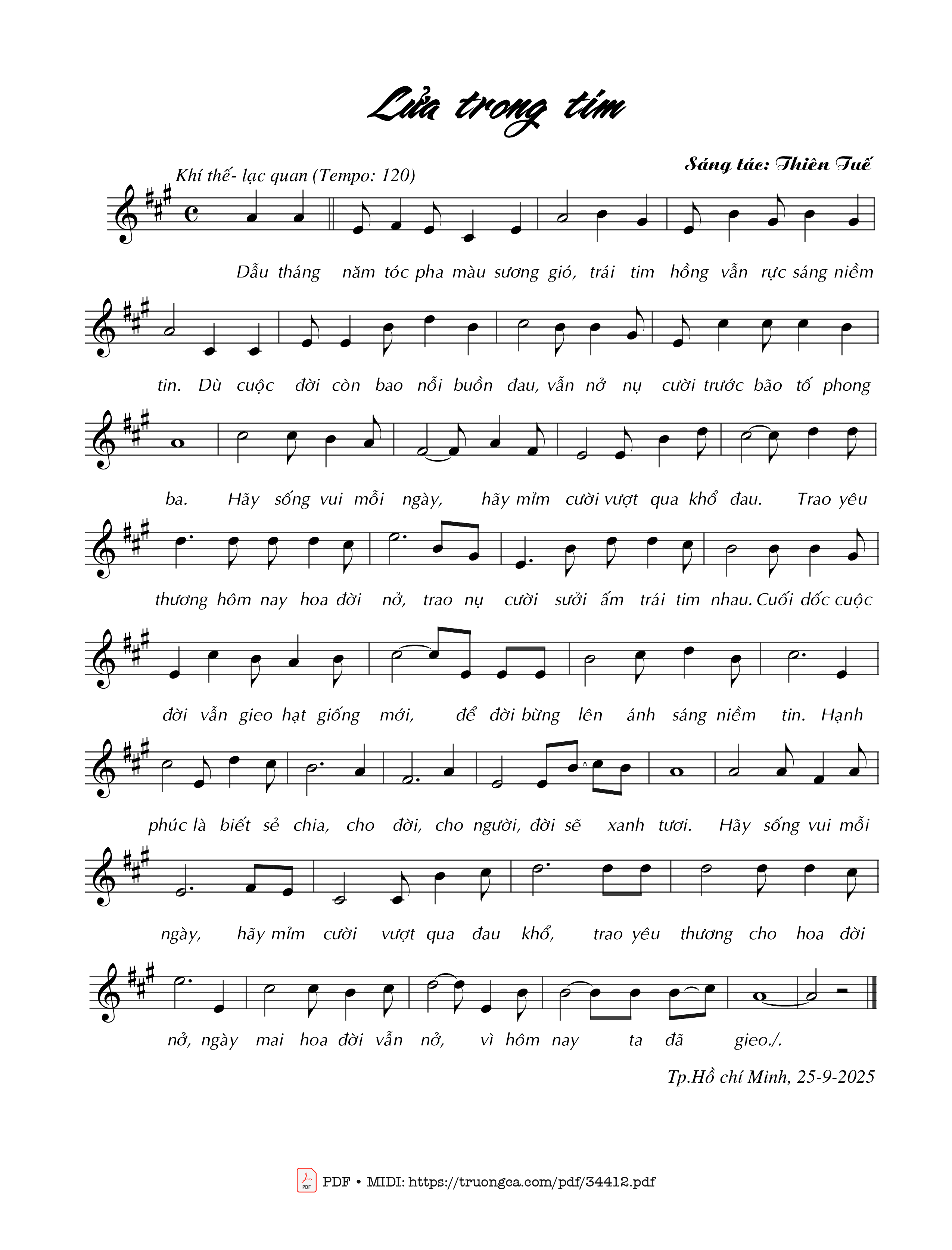 Sheet PDF of Lửa trong tim