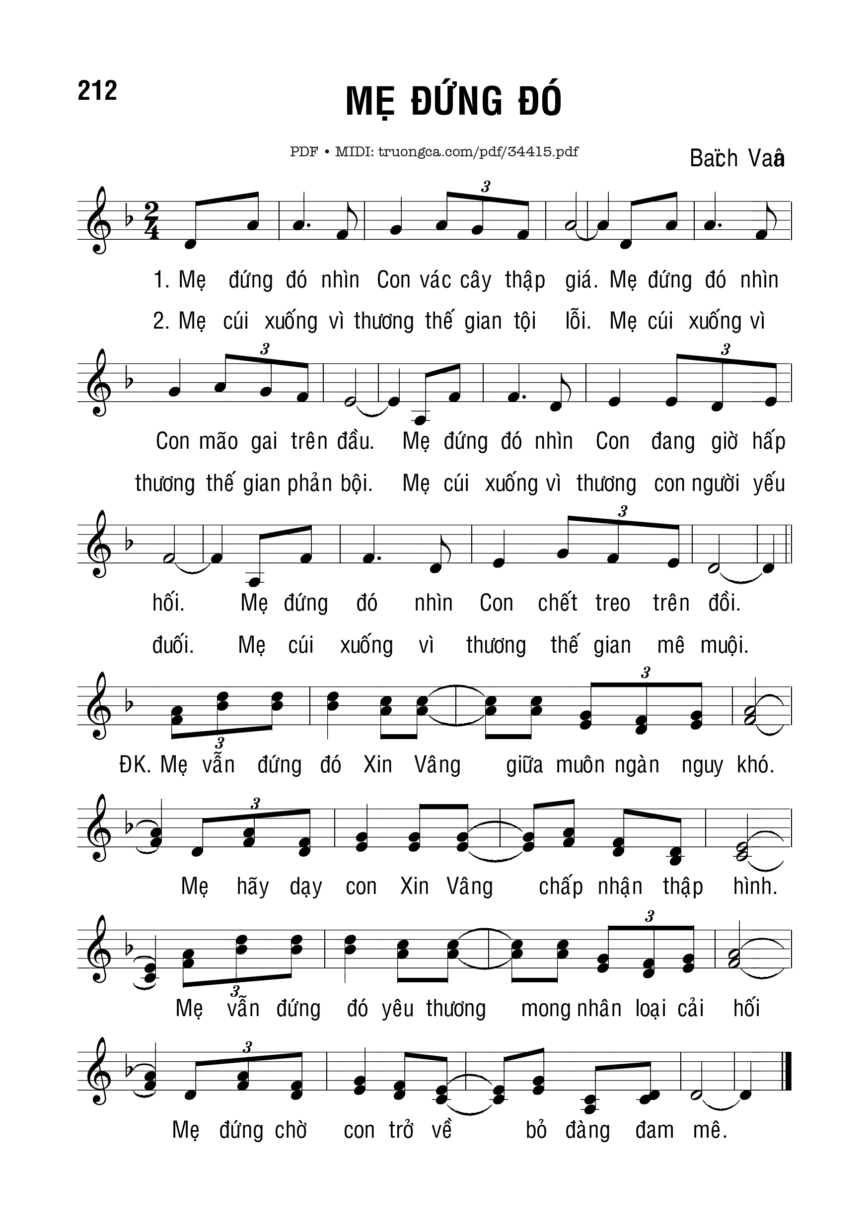 Sheet PDF of Mẹ Đứng Đó