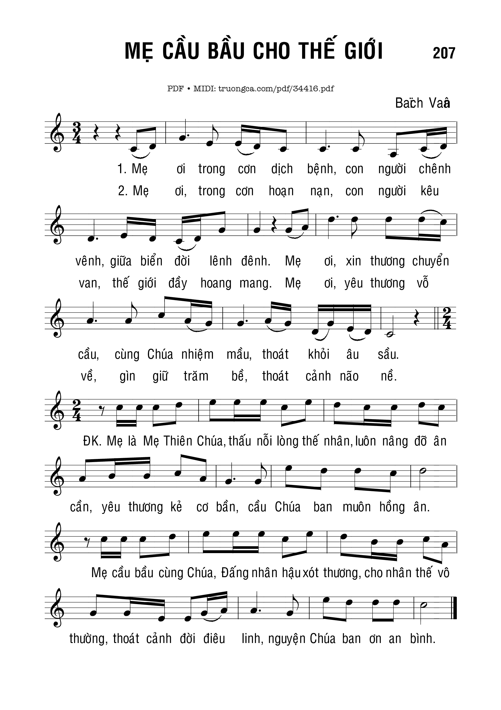 Sheet PDF of Mẹ Cầu Bầu Cho Thế Giới