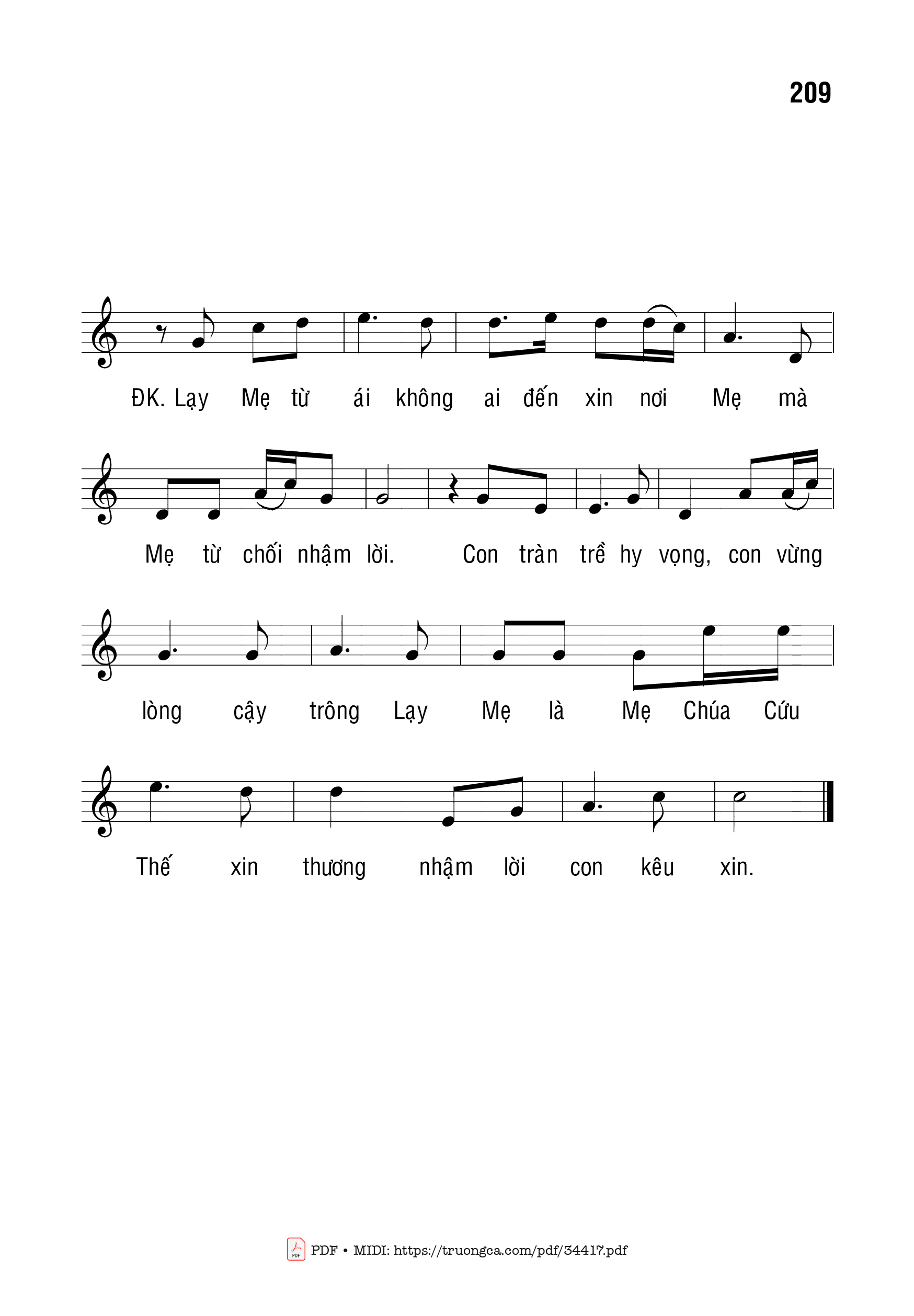 Page 2 of Sheet music PDF Lạy Mẹ Từ Ái - Bạch Vân