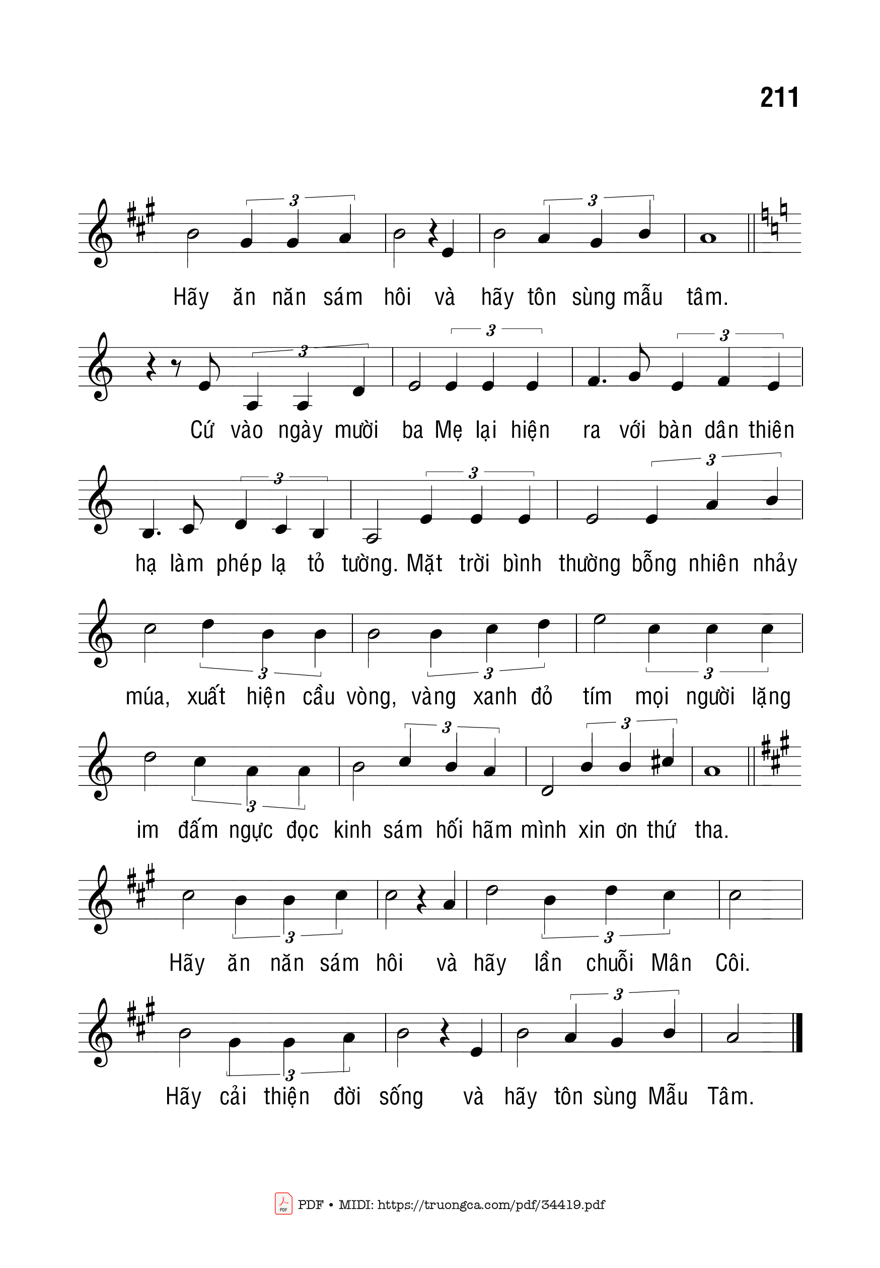 Page 2 of Sheet music PDF Làng Fatima - Bạch Vân
