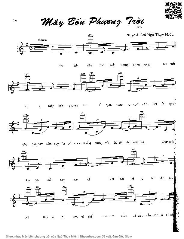 Sheet PDF of Mây bốn phương trời