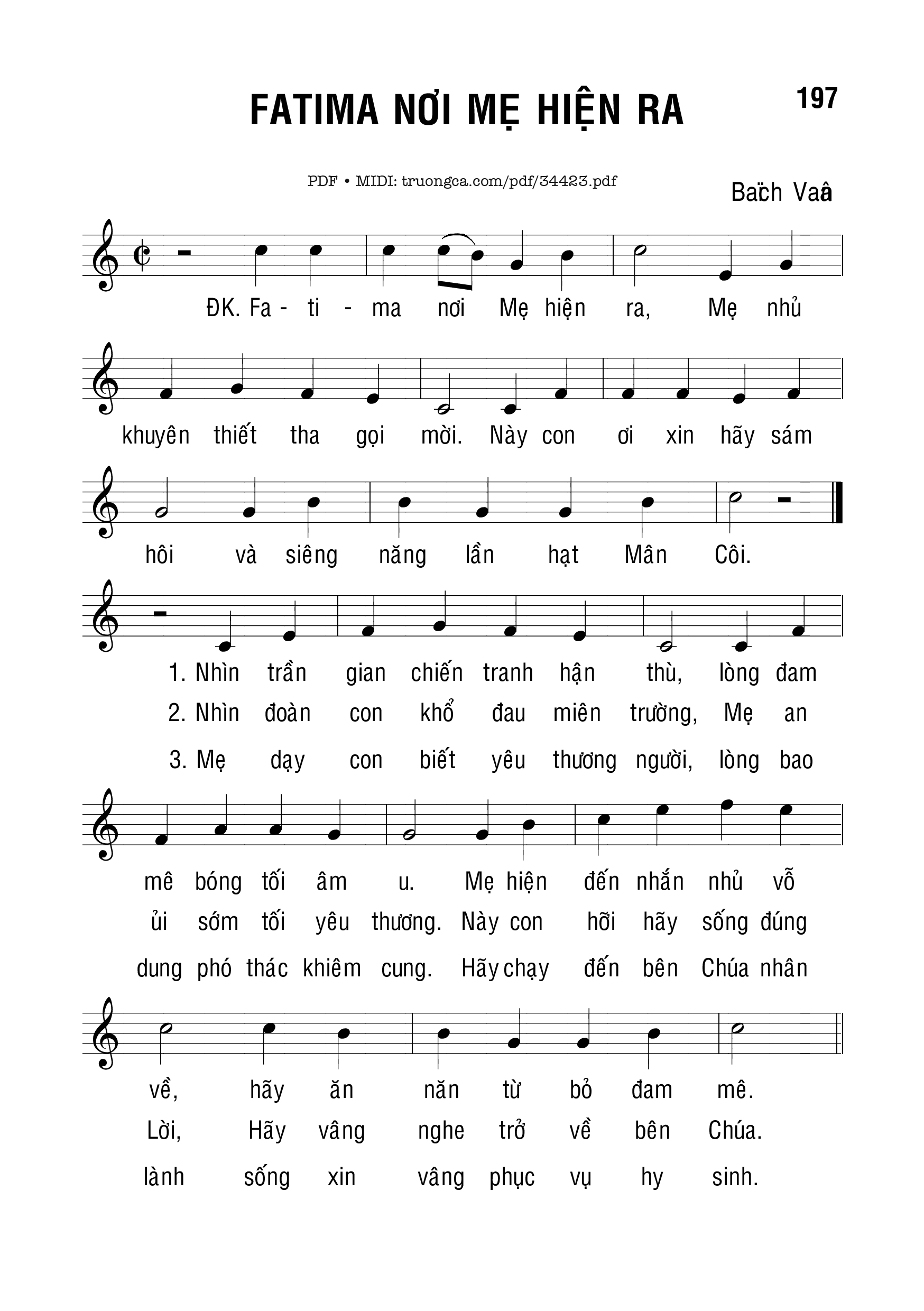 Sheet PDF of Fatima Nơi Mẹ Hiện Ra