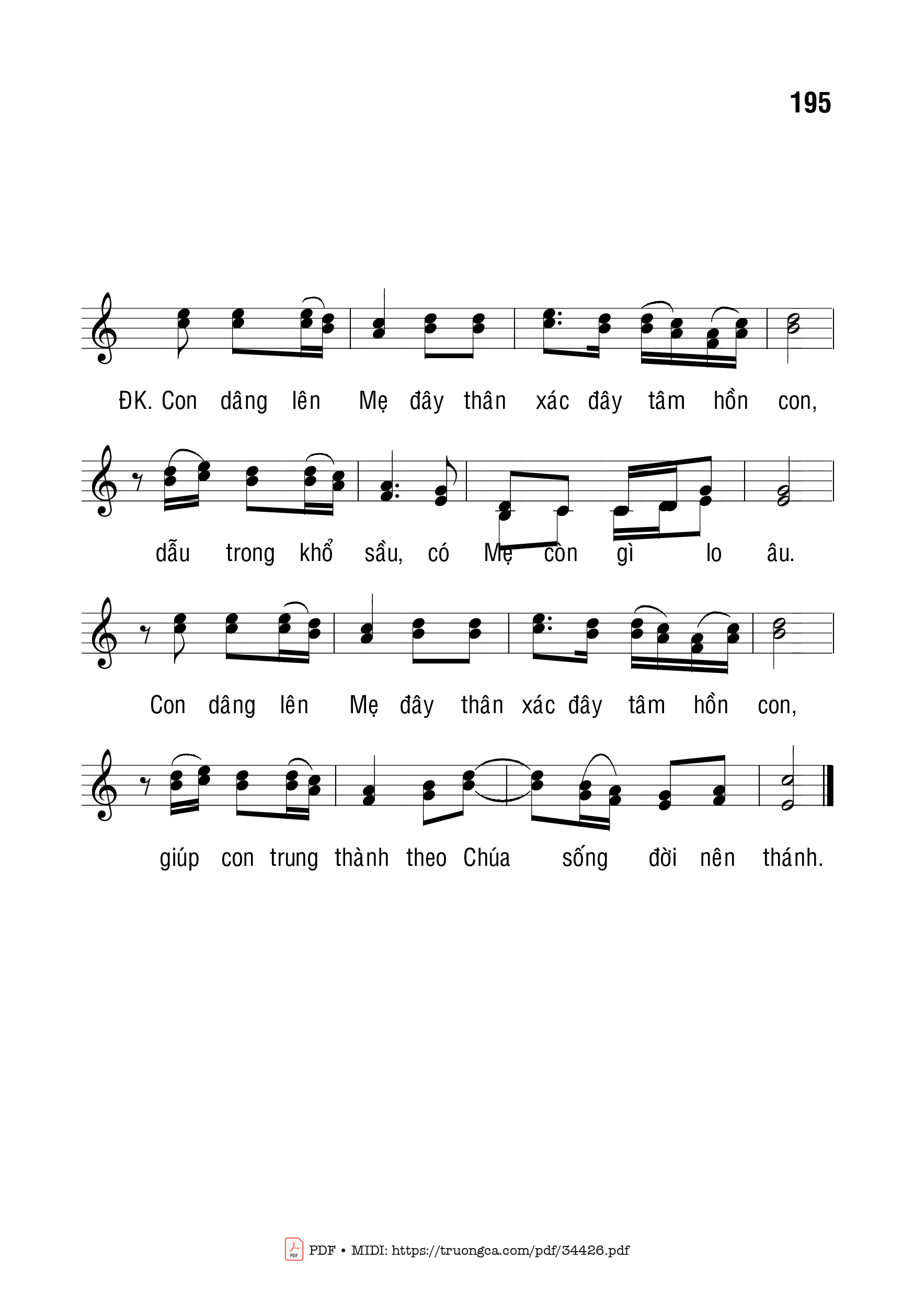 Page 2 of Sheet music PDF Con dâng lên Mẹ - Bạch Vân