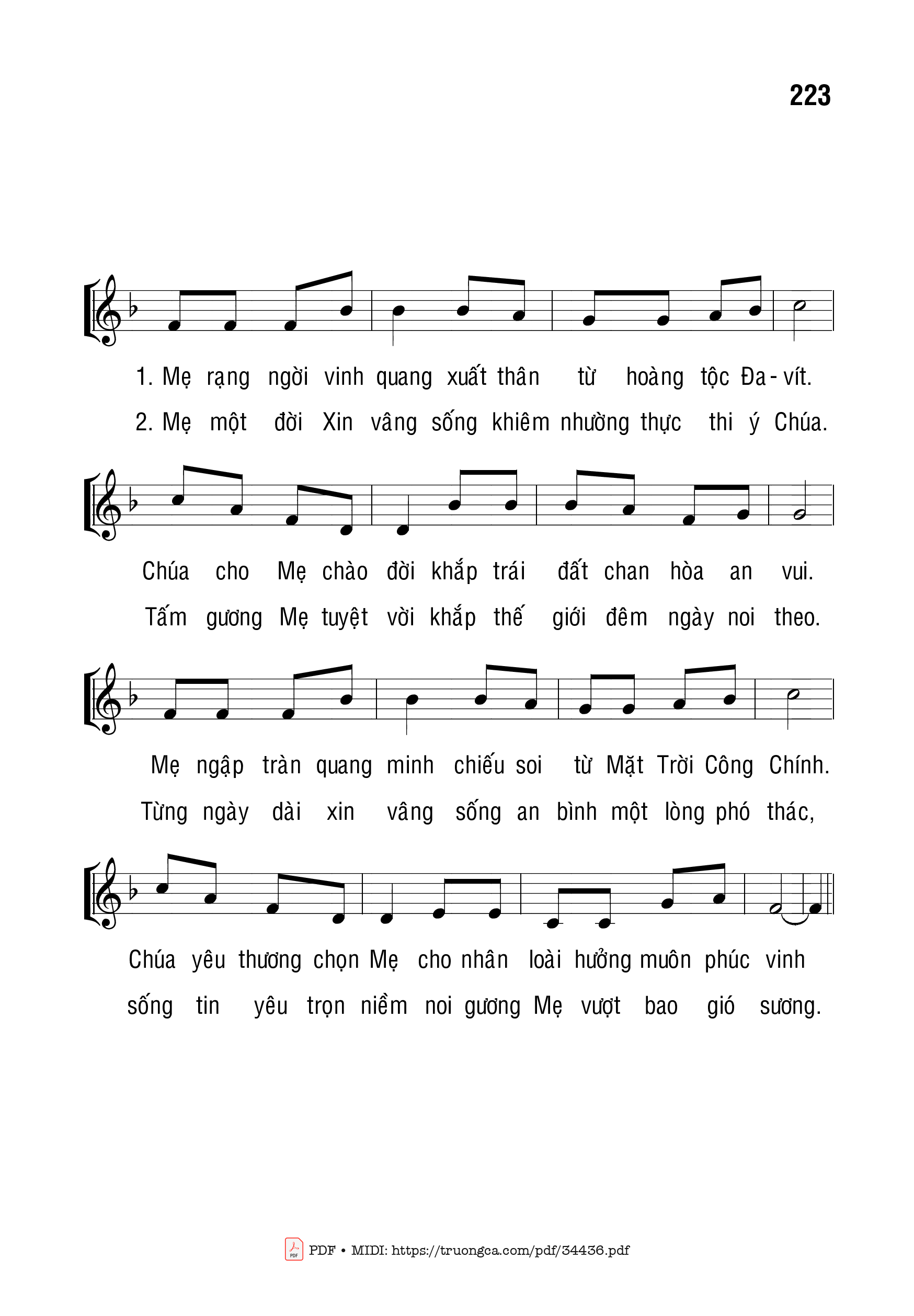 Page 2 of Sheet music PDF Sinh Nhật Mẹ Maria - Bạch Vân