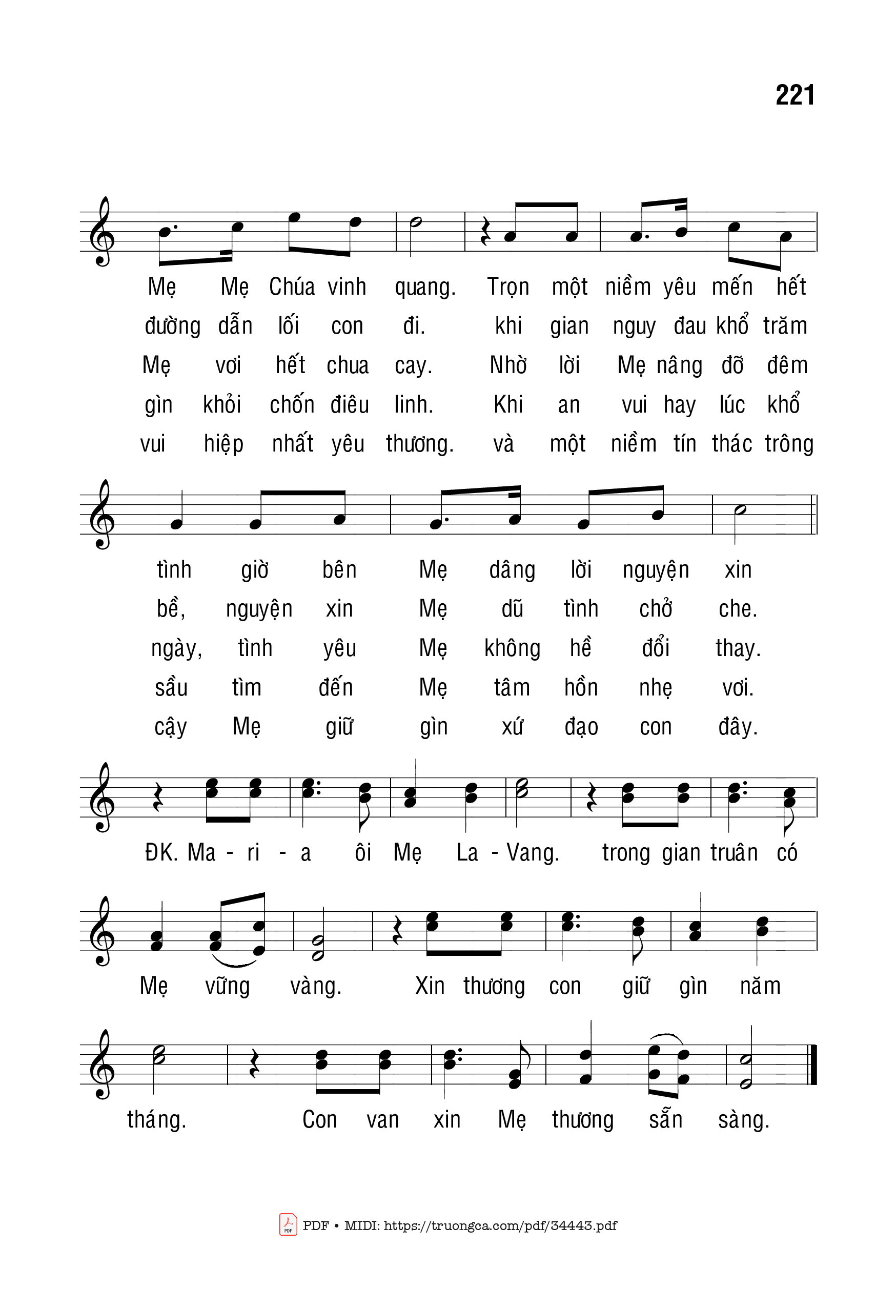 Page 2 of Sheet music PDF Về Bên Mẹ La Vang - Bạch Vân