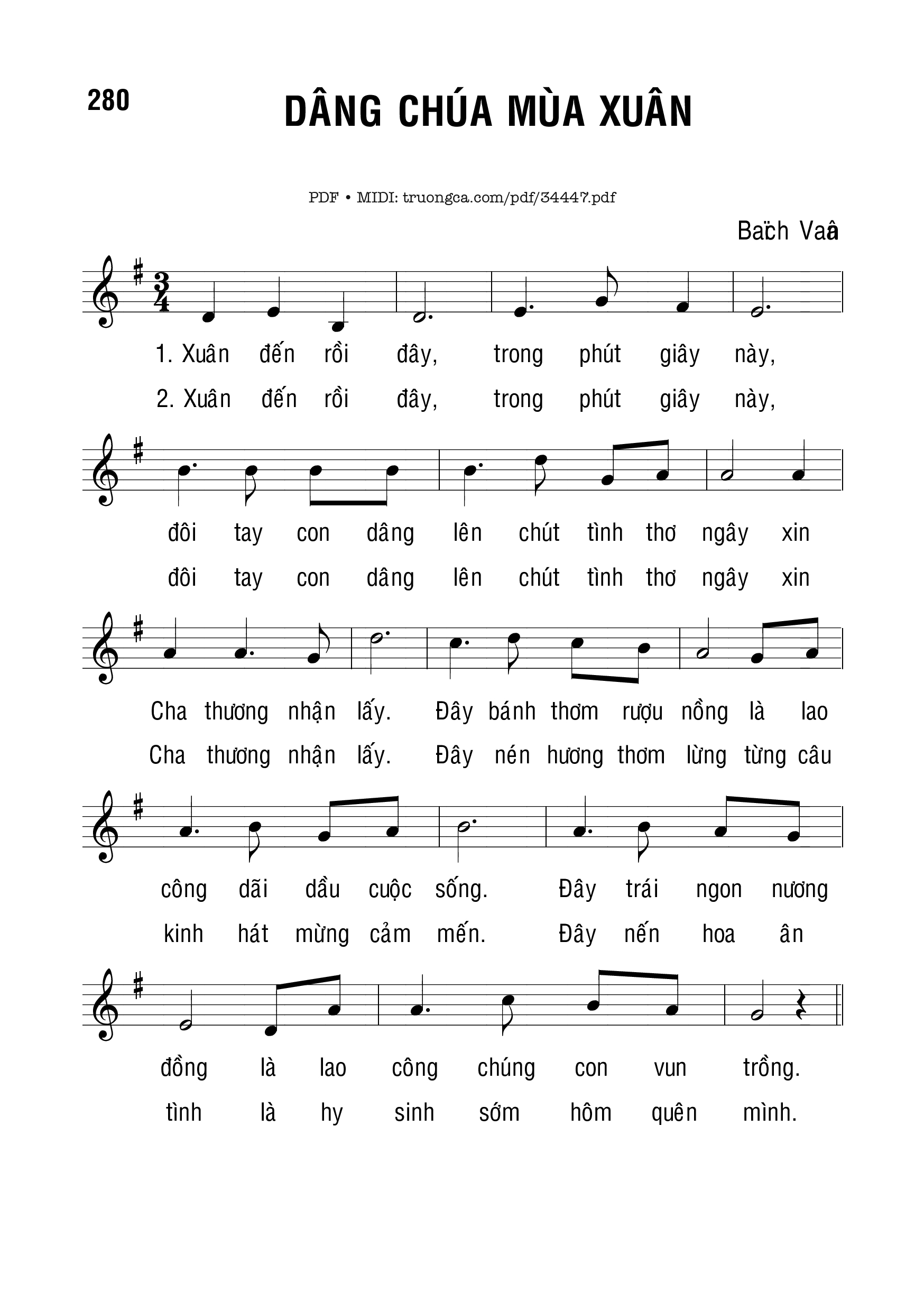 Sheet PDF of Dâng Chúa Mùa Xuân