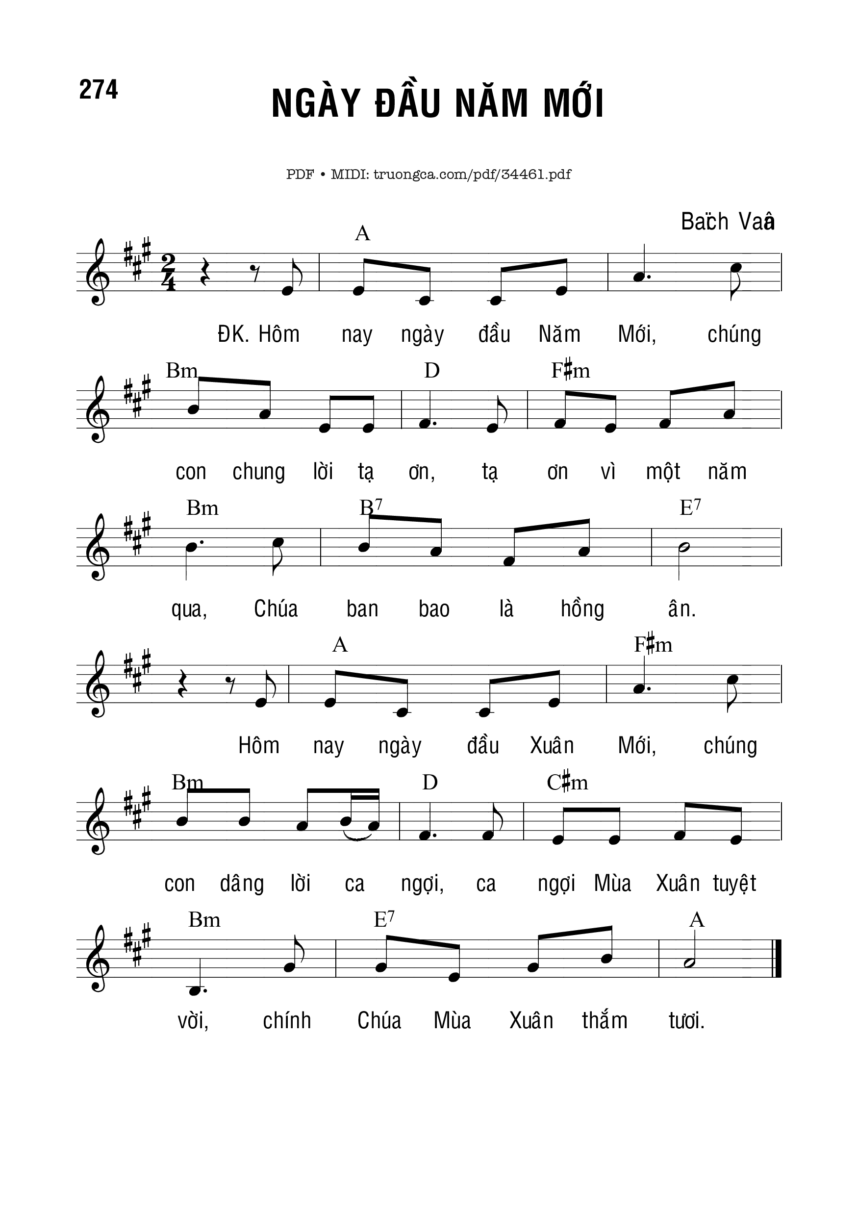 Sheet PDF of Ngày Đầu Năm Mới