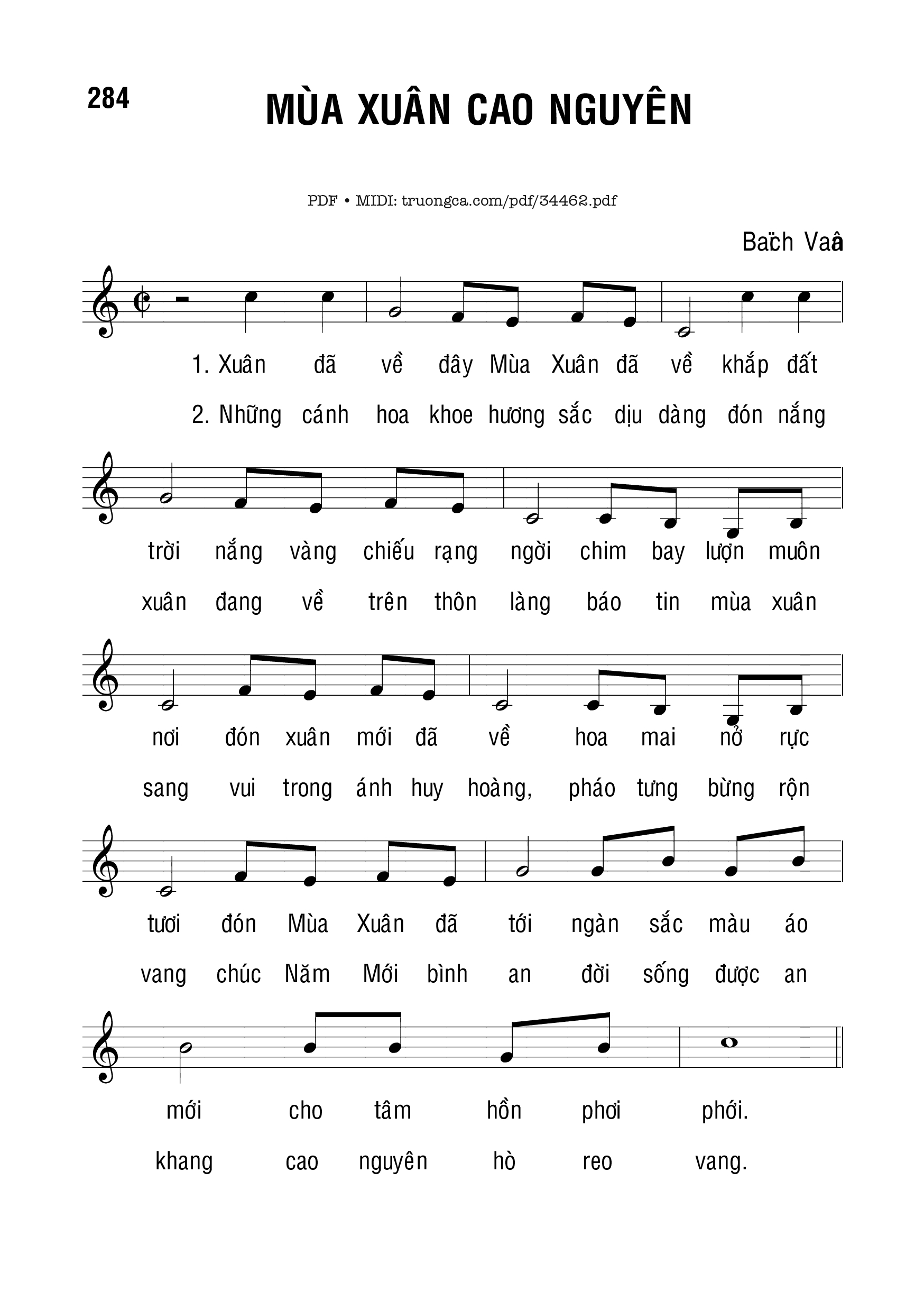 Sheet PDF of Mùa Xuân Cao Nguyên