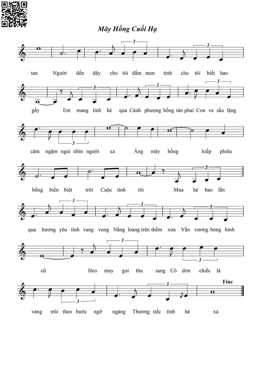 Page 2 of Sheet music PDF Mây hồng cuối hạ - Nguyễn Thanh Cảnh