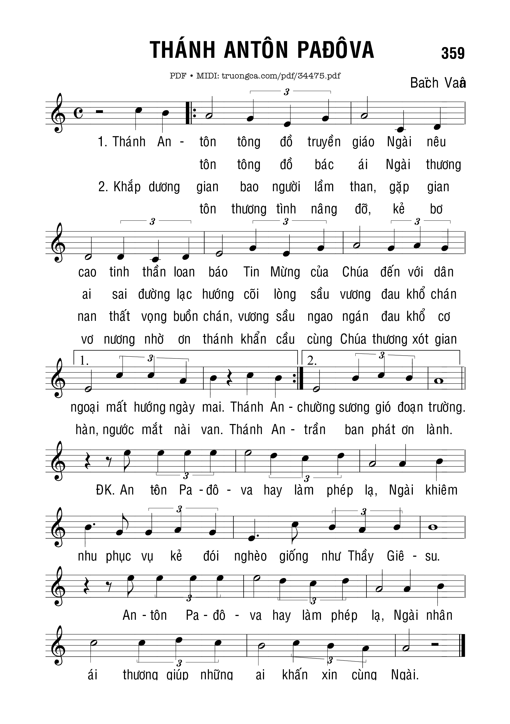 Sheet PDF of Thánh Antôn Pađôva