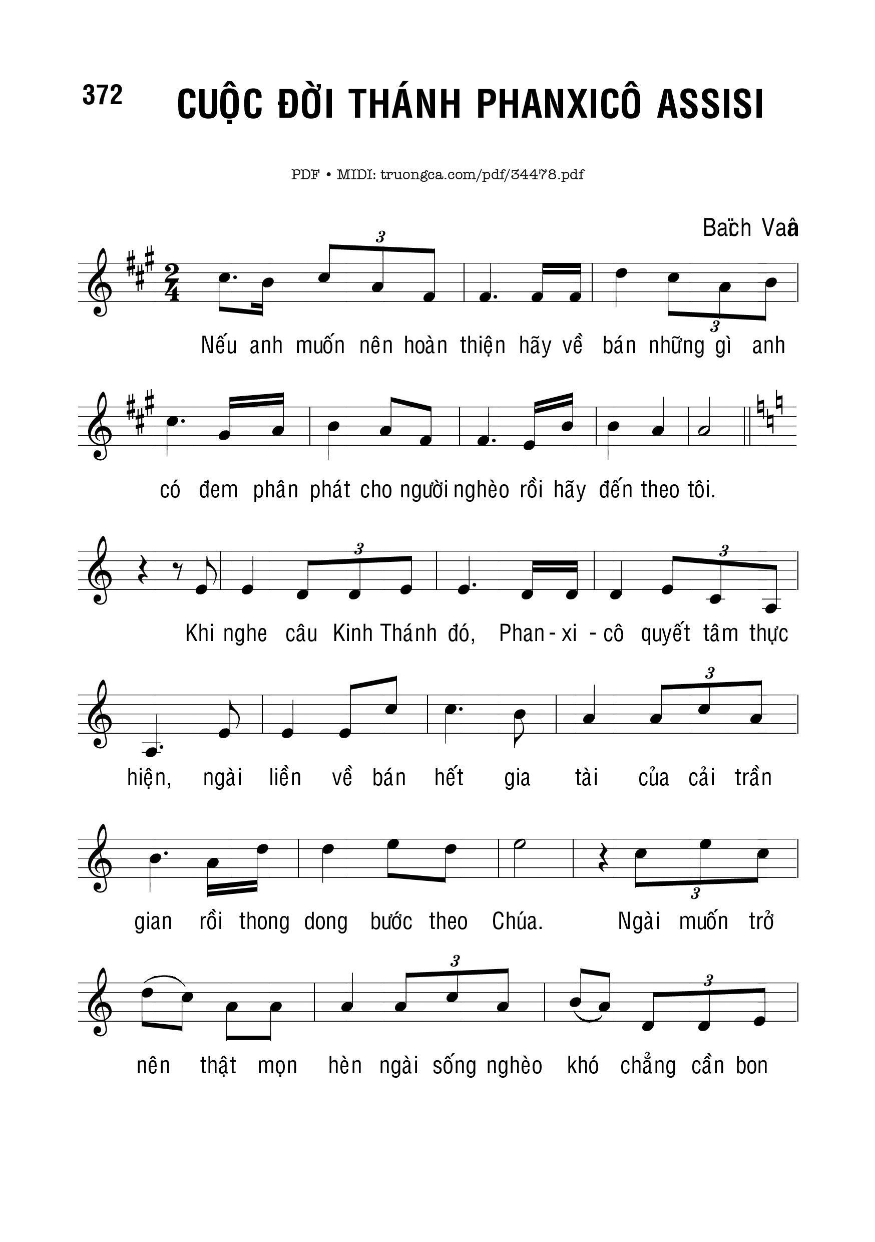 Sheet PDF of Cuộc Đời Thánh Phanxicô Assisi