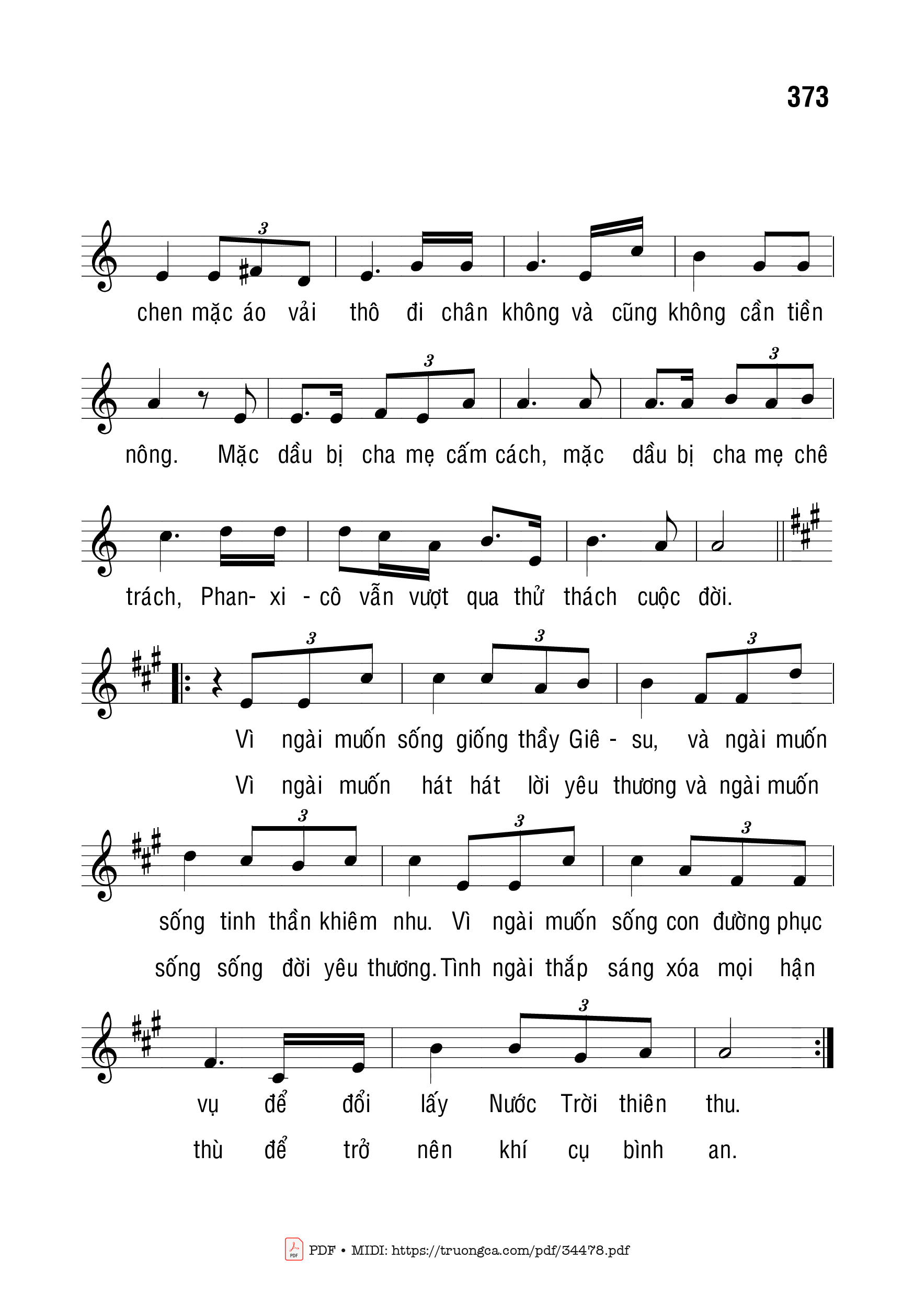 Page 2 of Sheet music PDF Cuộc Đời Thánh Phanxicô Assisi - Bạch Vân