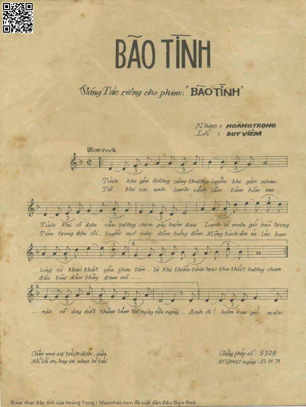 Page 2 of Sheet music PDF Bão tình - Hoàng Trọng