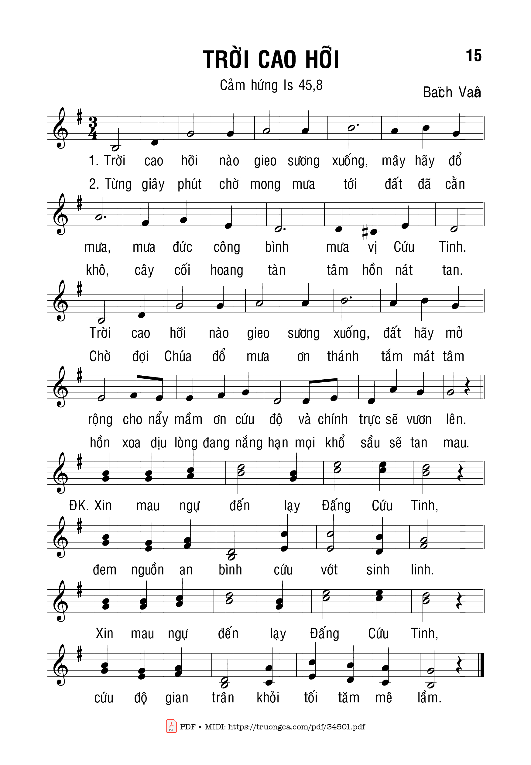 Sheet PDF of Trời Cao Hỡi