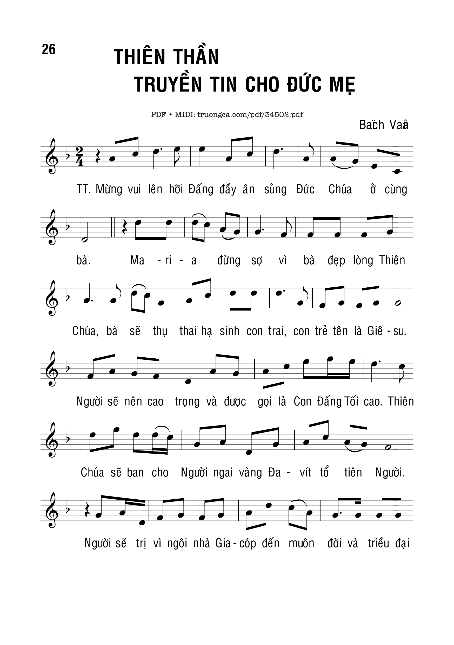 Sheet PDF of Thiên Thần Truyền Tin Cho Đức Mẹ