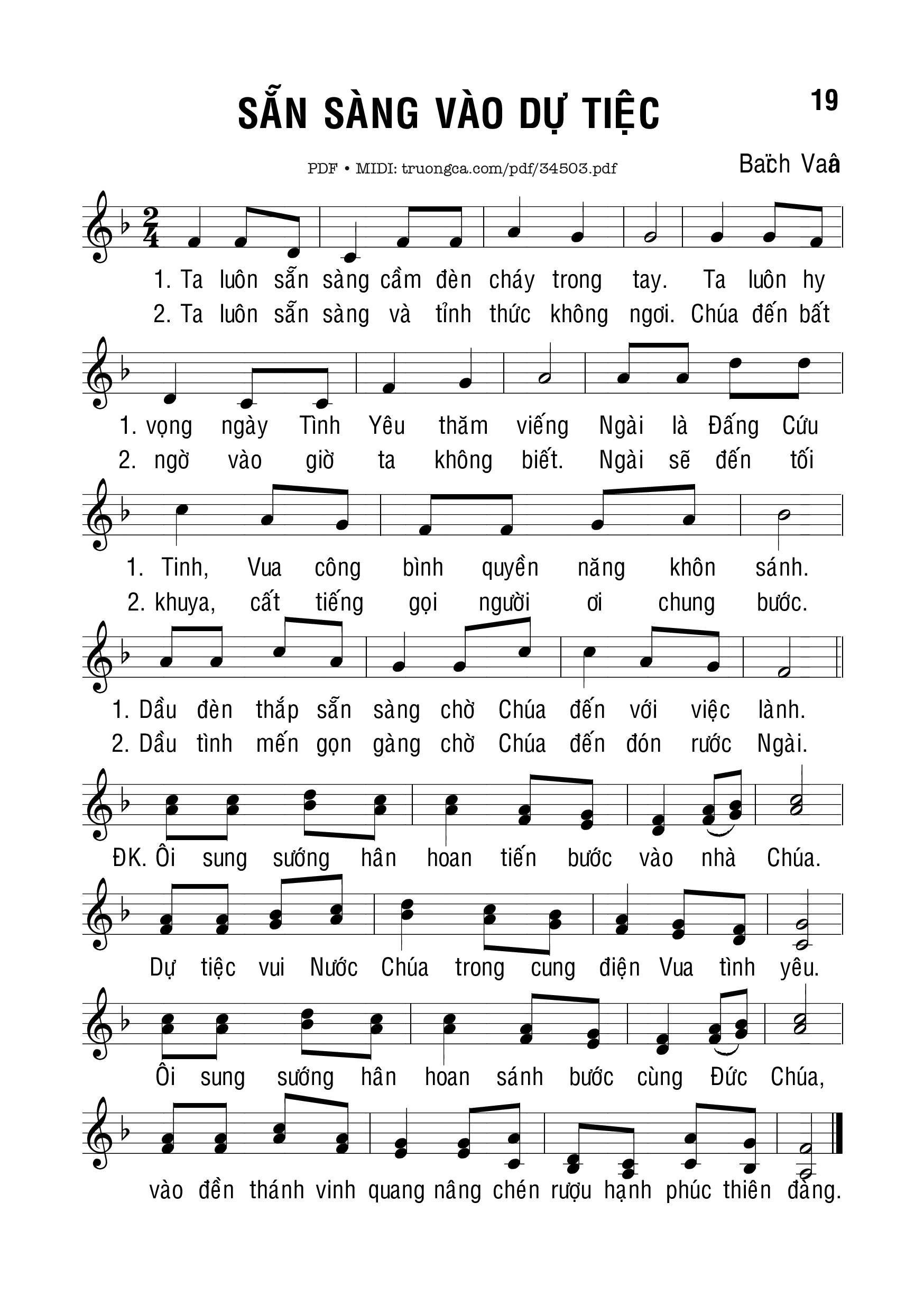 Sheet PDF of Sẵn Sàng Vào Dự Tiệc