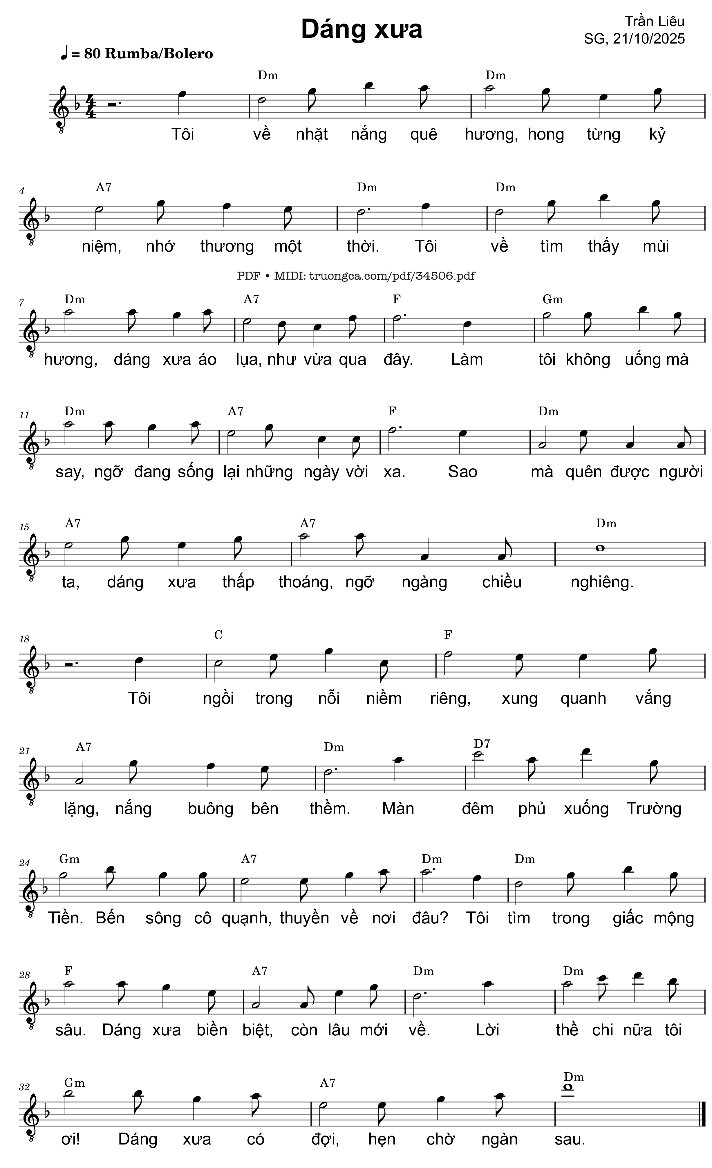 Page 1 of Sheet music PDF Dáng xưa - Trần Liêu