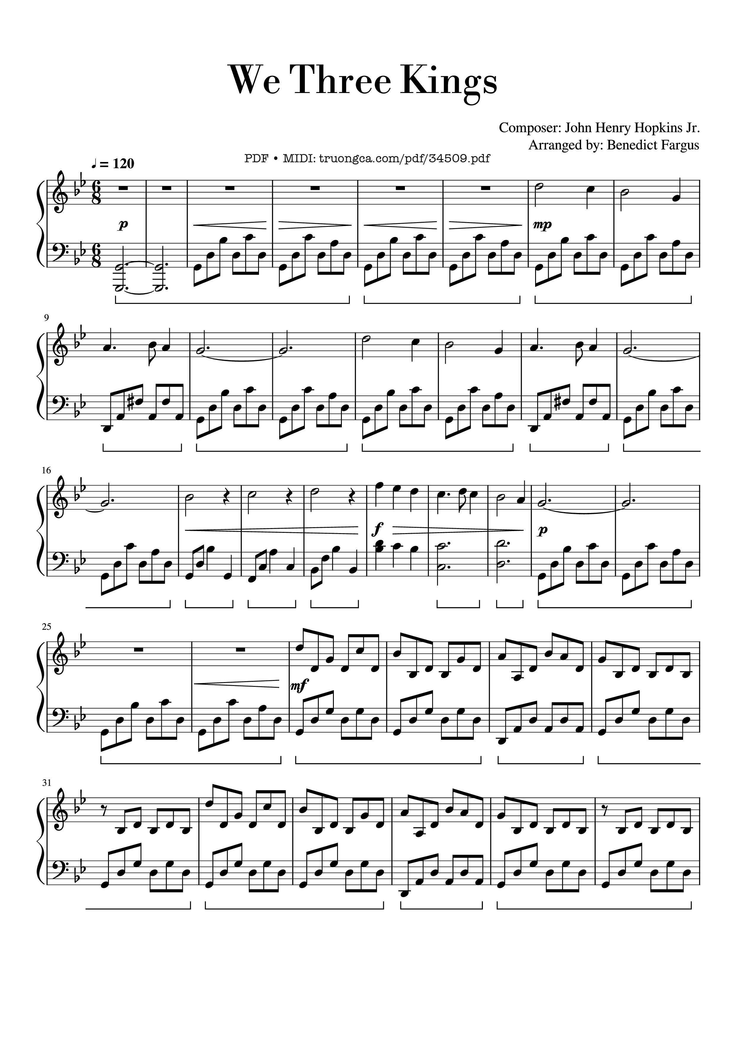 Sheet PDF of We Three Kings Piano