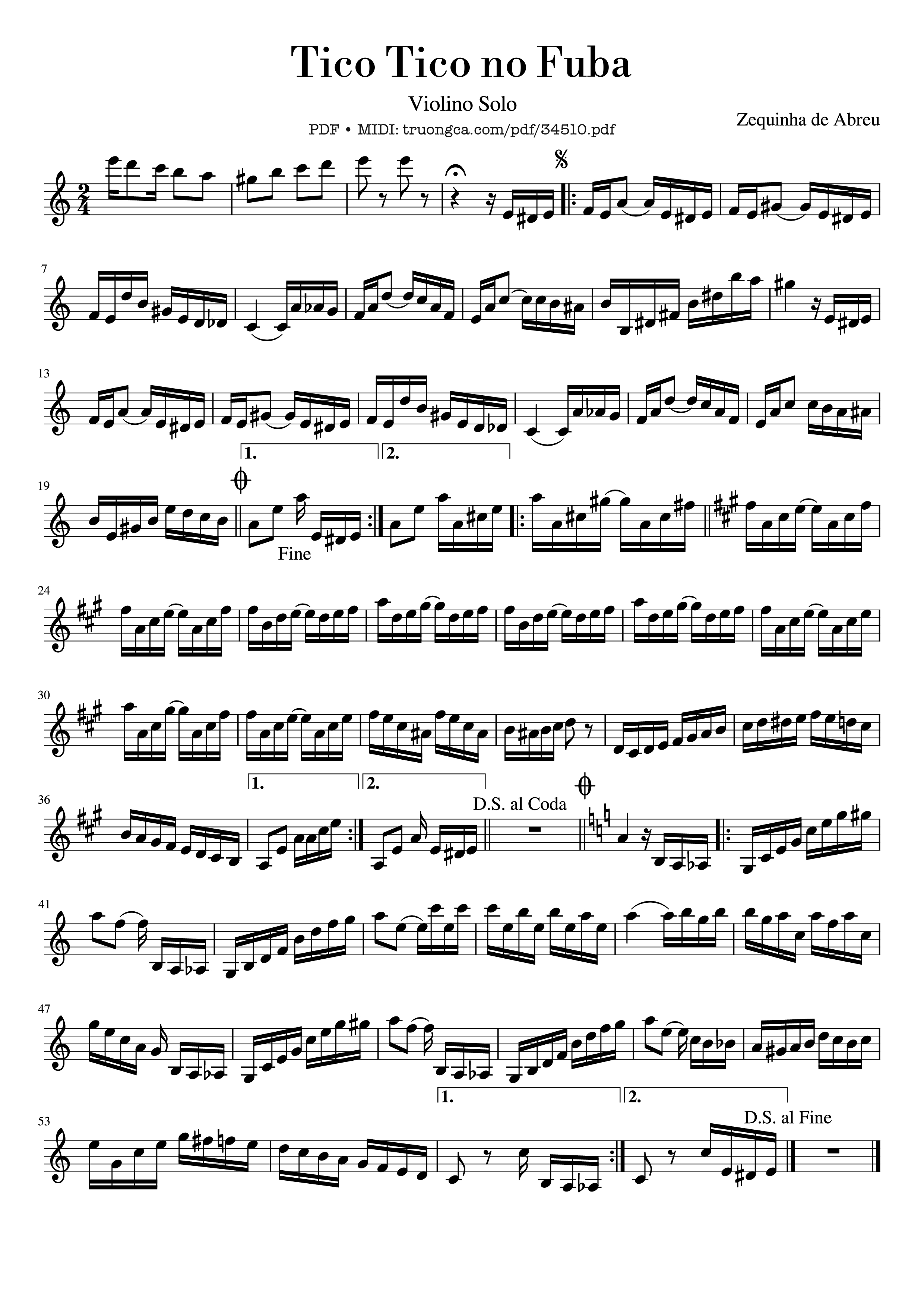 Sheet PDF of Tico Tico no Fuba Violin