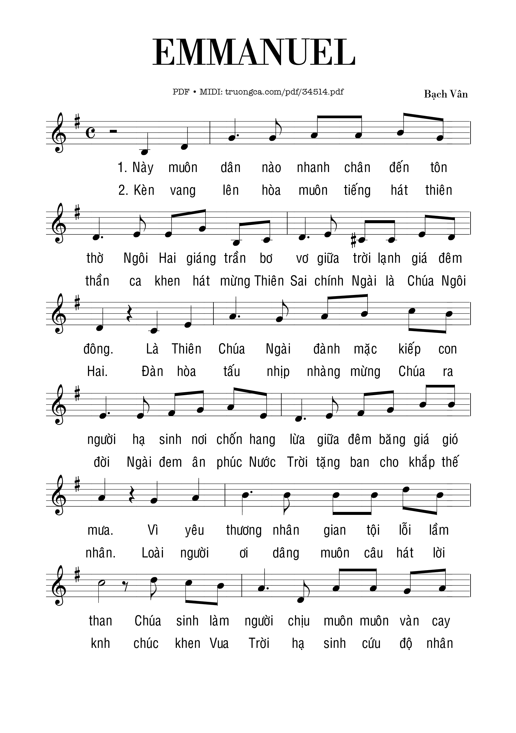 Sheet PDF of Emmanuel - Bạch Vân