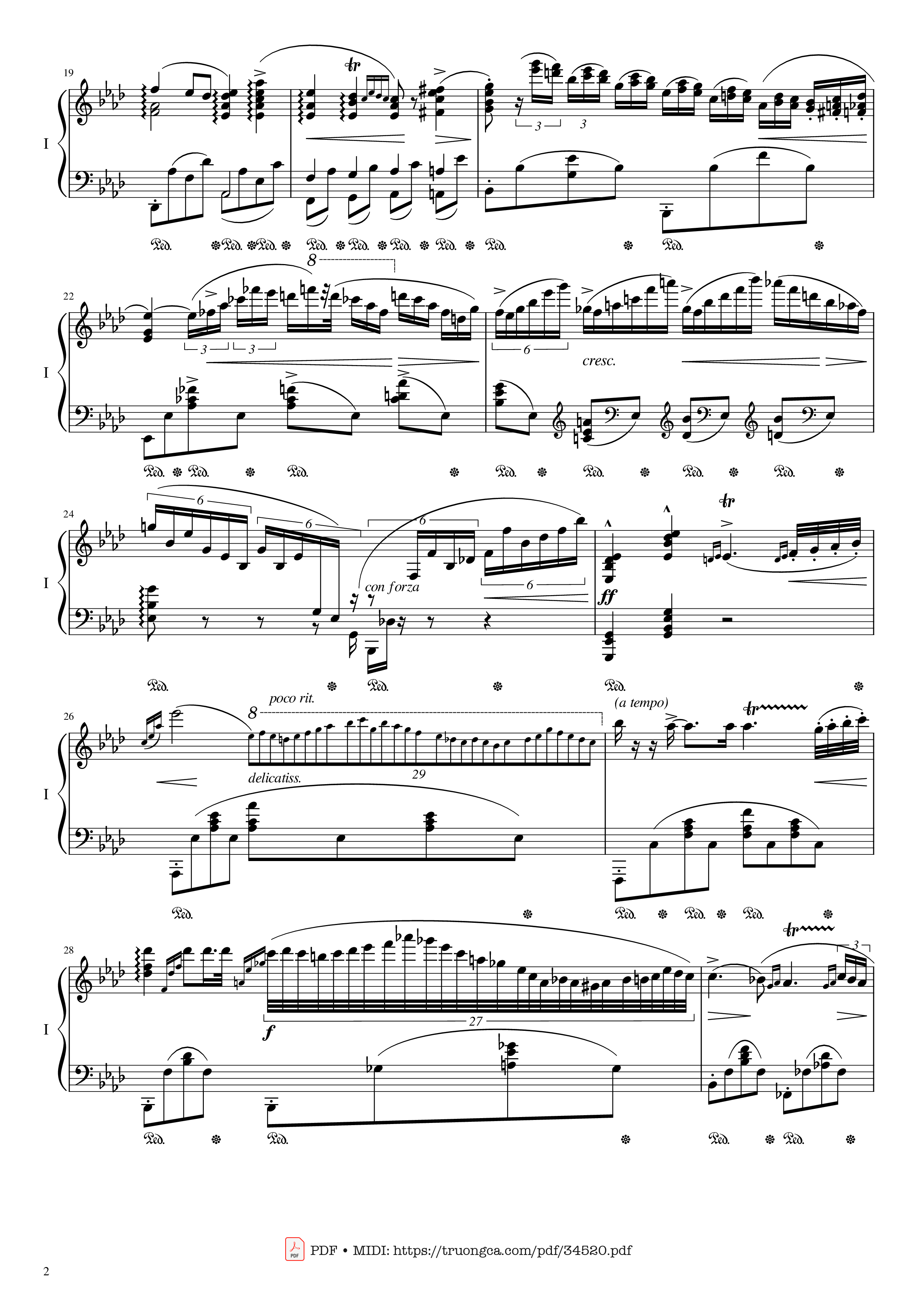 Page 2 of Sheet music PDF Piano Chopin Concerto No.2, Op.21, Larghetto - Frédéric Chopin