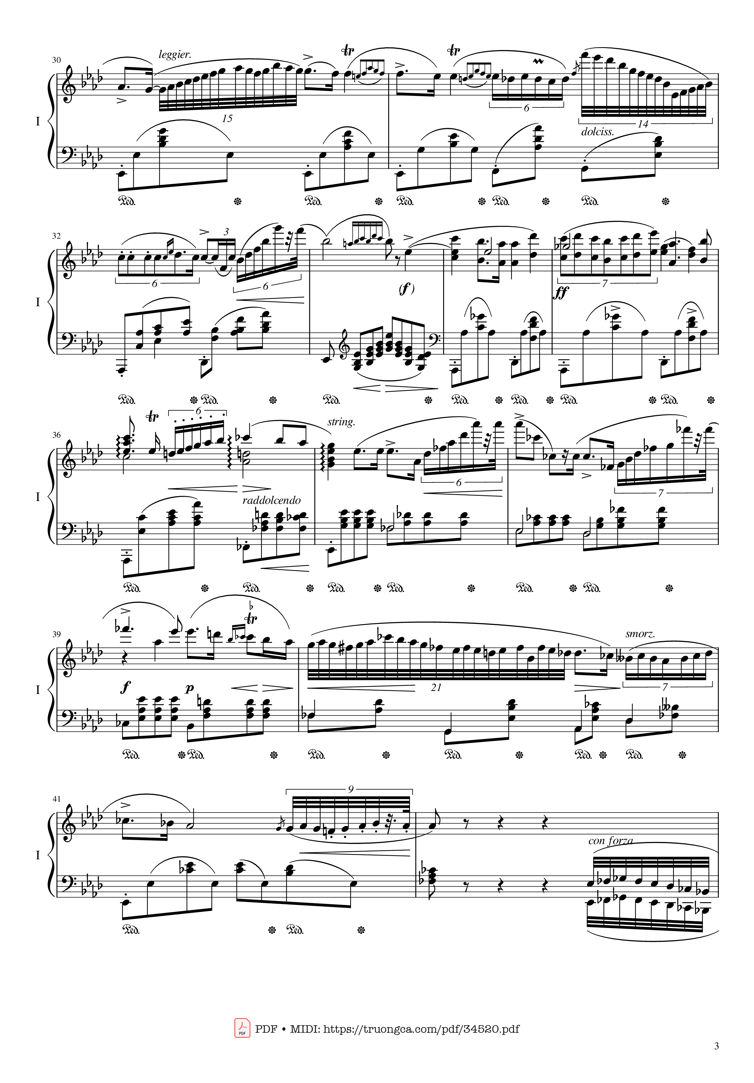 Page 3 of Sheet music PDF Piano Chopin Concerto No.2, Op.21, Larghetto - Frédéric Chopin