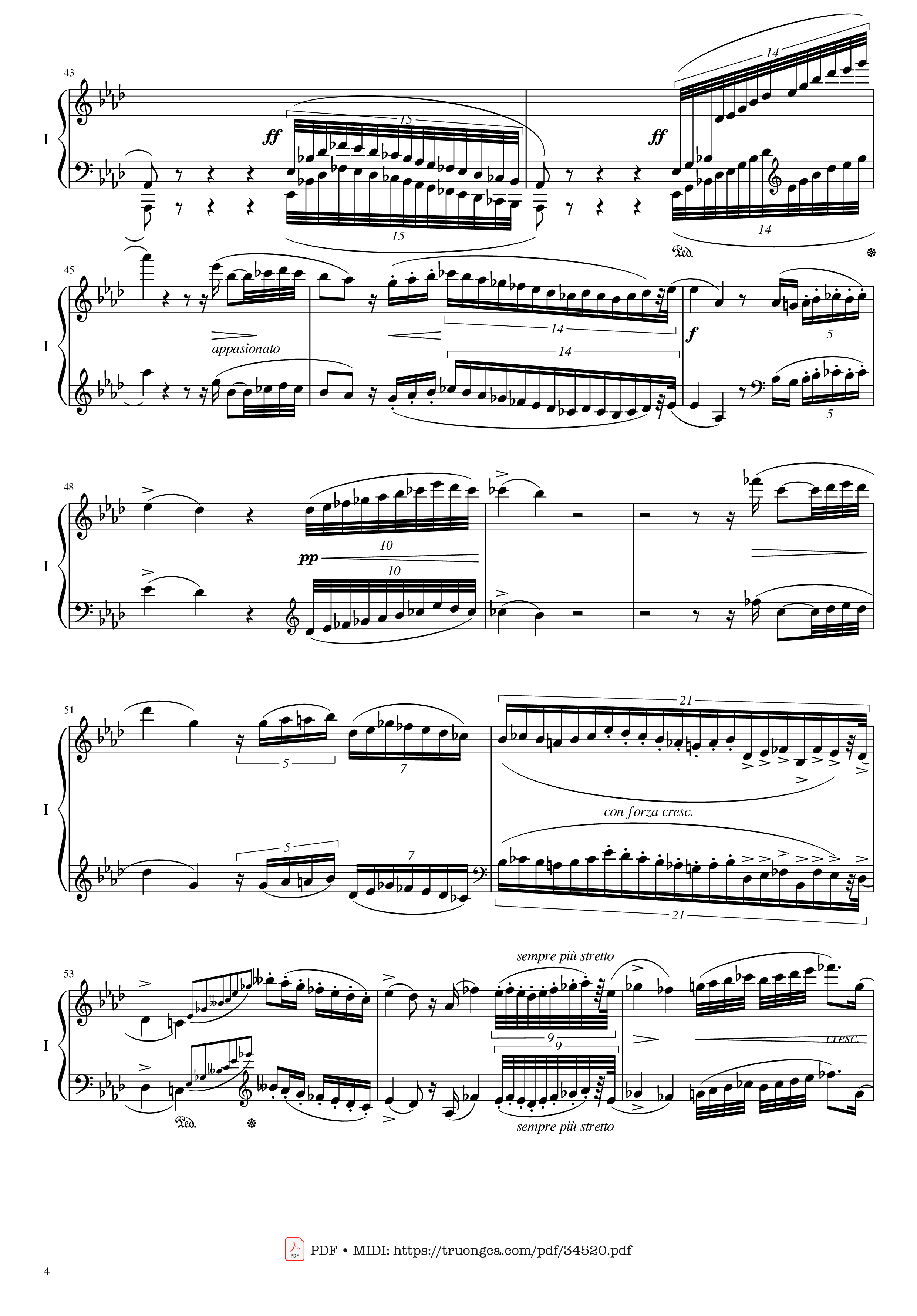 Page 4 of Sheet music PDF Piano Chopin Concerto No.2, Op.21, Larghetto - Frédéric Chopin