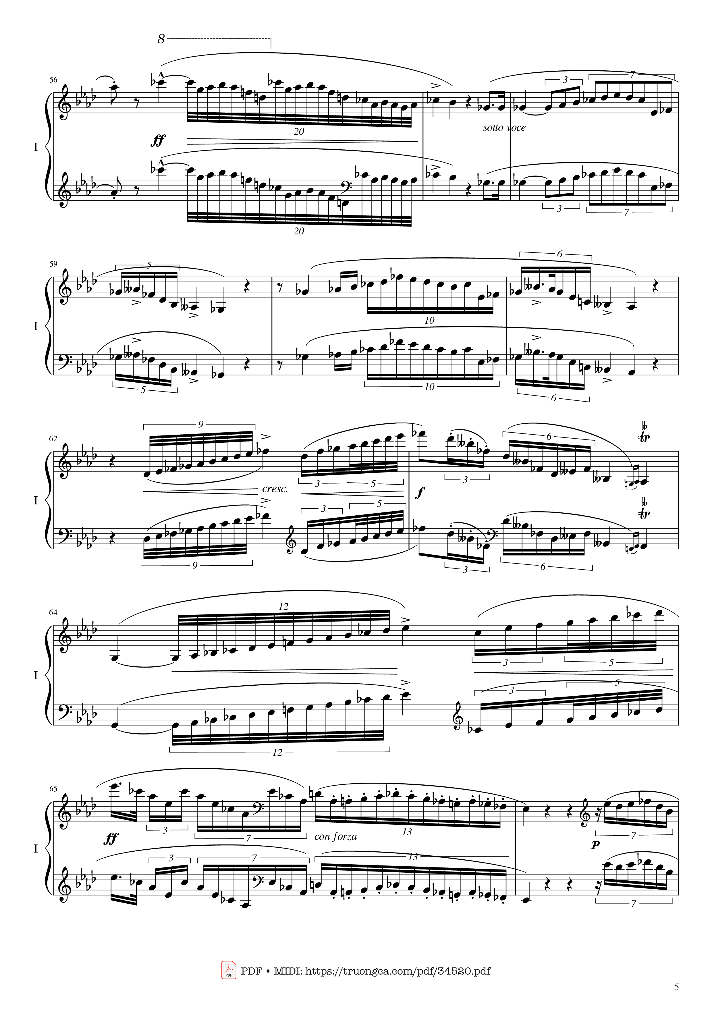 Page 5 of Sheet music PDF Piano Chopin Concerto No.2, Op.21, Larghetto - Frédéric Chopin