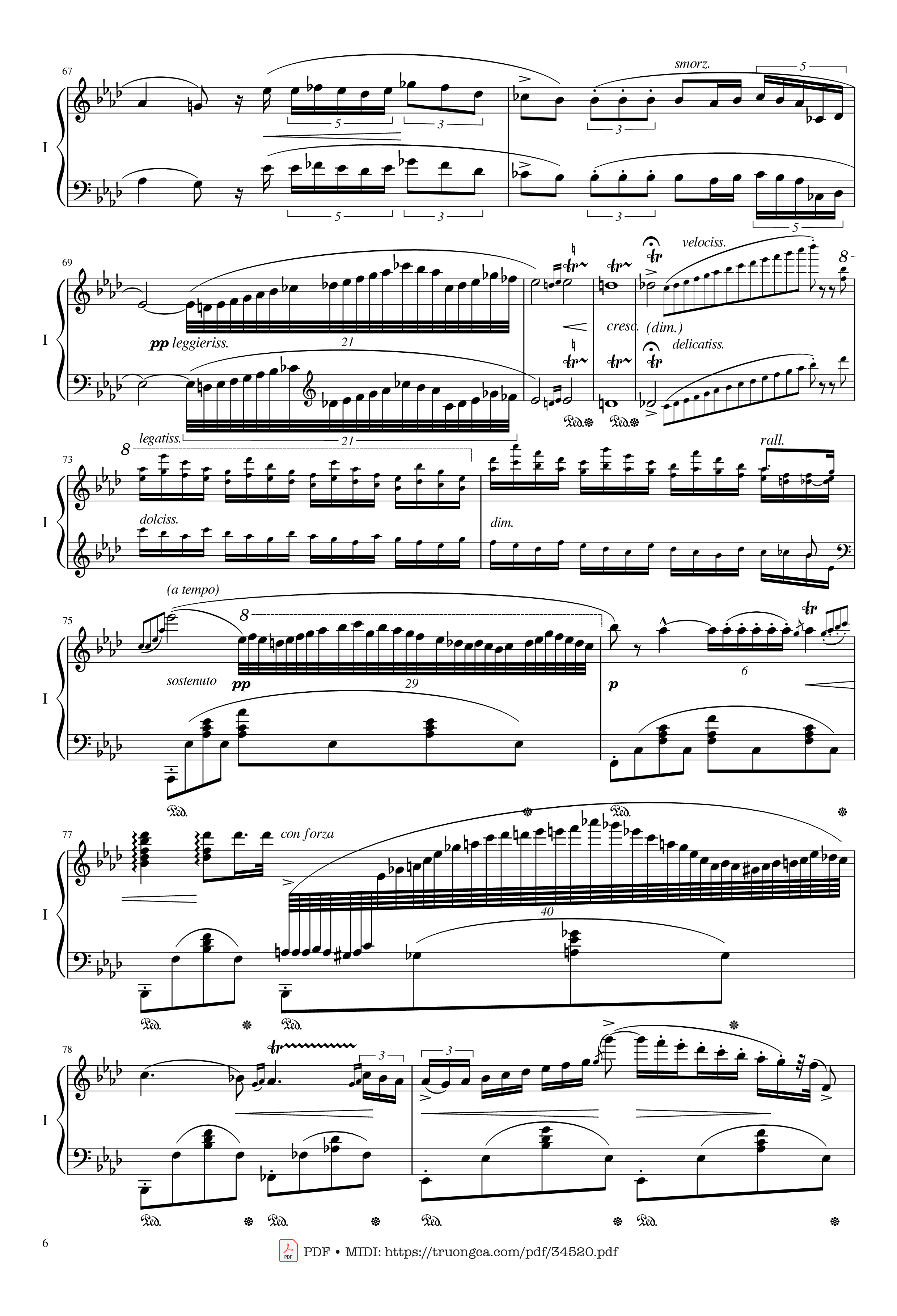 Page 6 of Sheet music PDF Piano Chopin Concerto No.2, Op.21, Larghetto - Frédéric Chopin