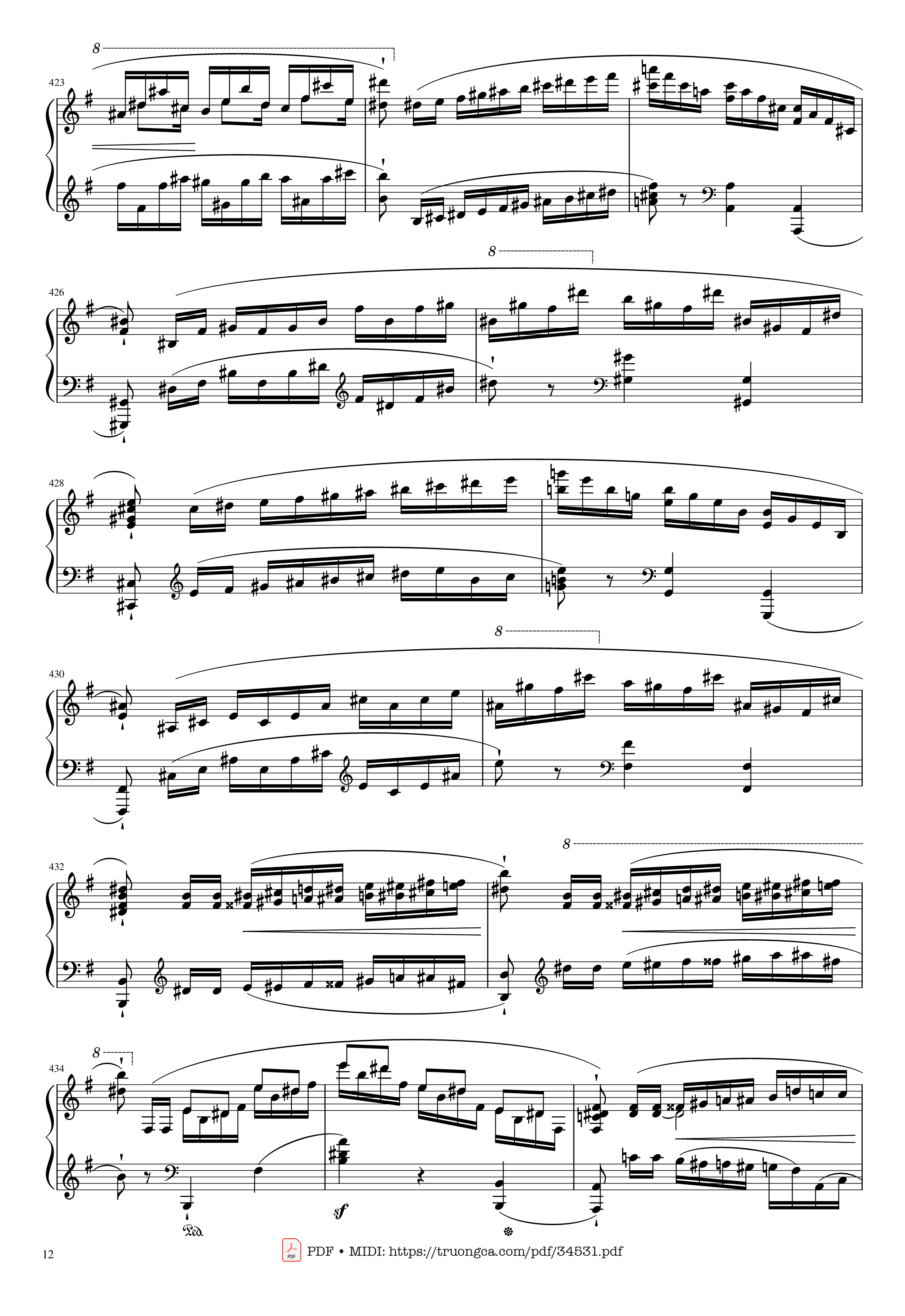 Page 12 of Sheet music PDF Piano Chopin Concerto No.1, Op.11, Allegro Maestoso Piano - Frédéric Chopin