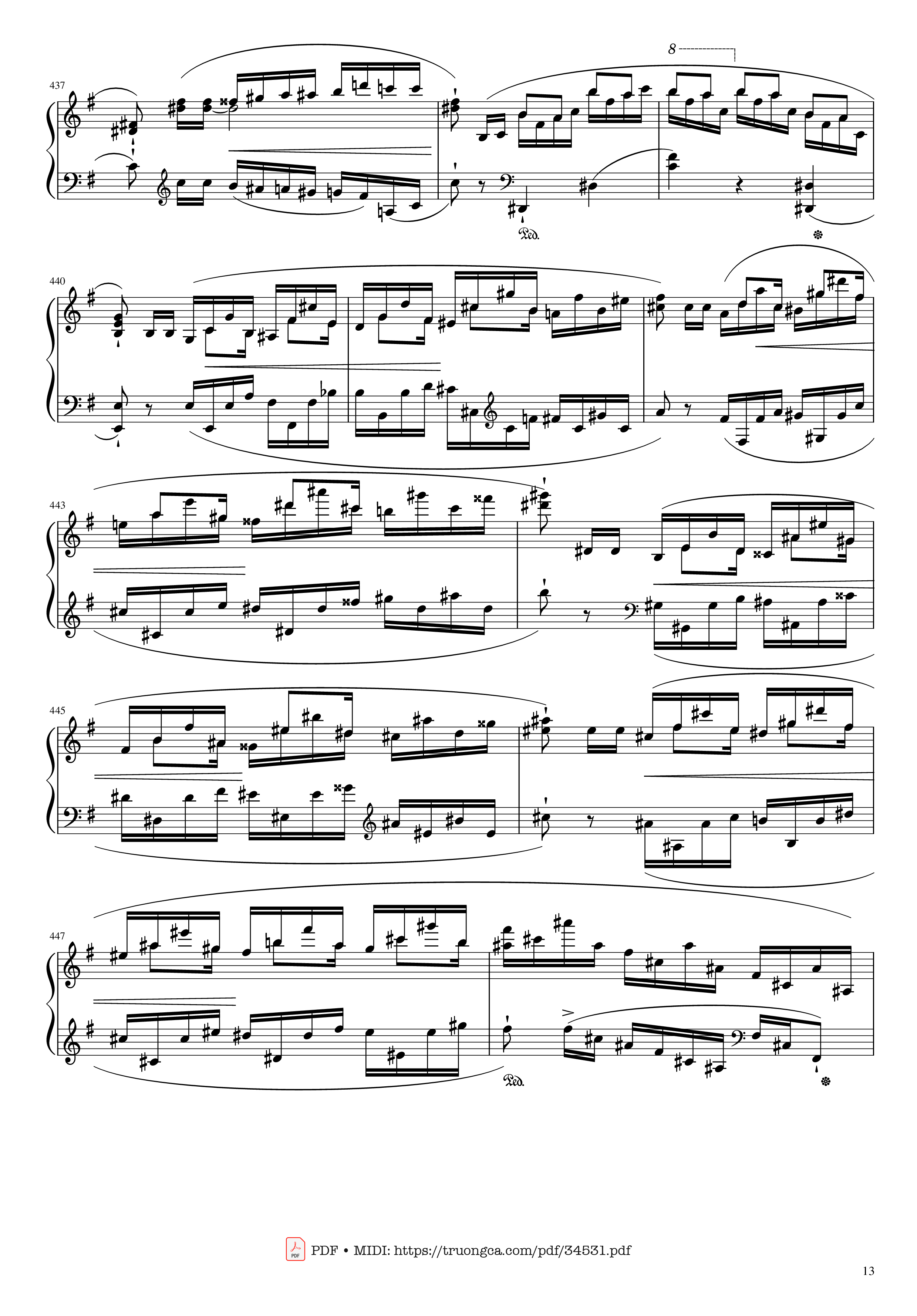 Page 13 of Sheet music PDF Piano Chopin Concerto No.1, Op.11, Allegro Maestoso Piano - Frédéric Chopin