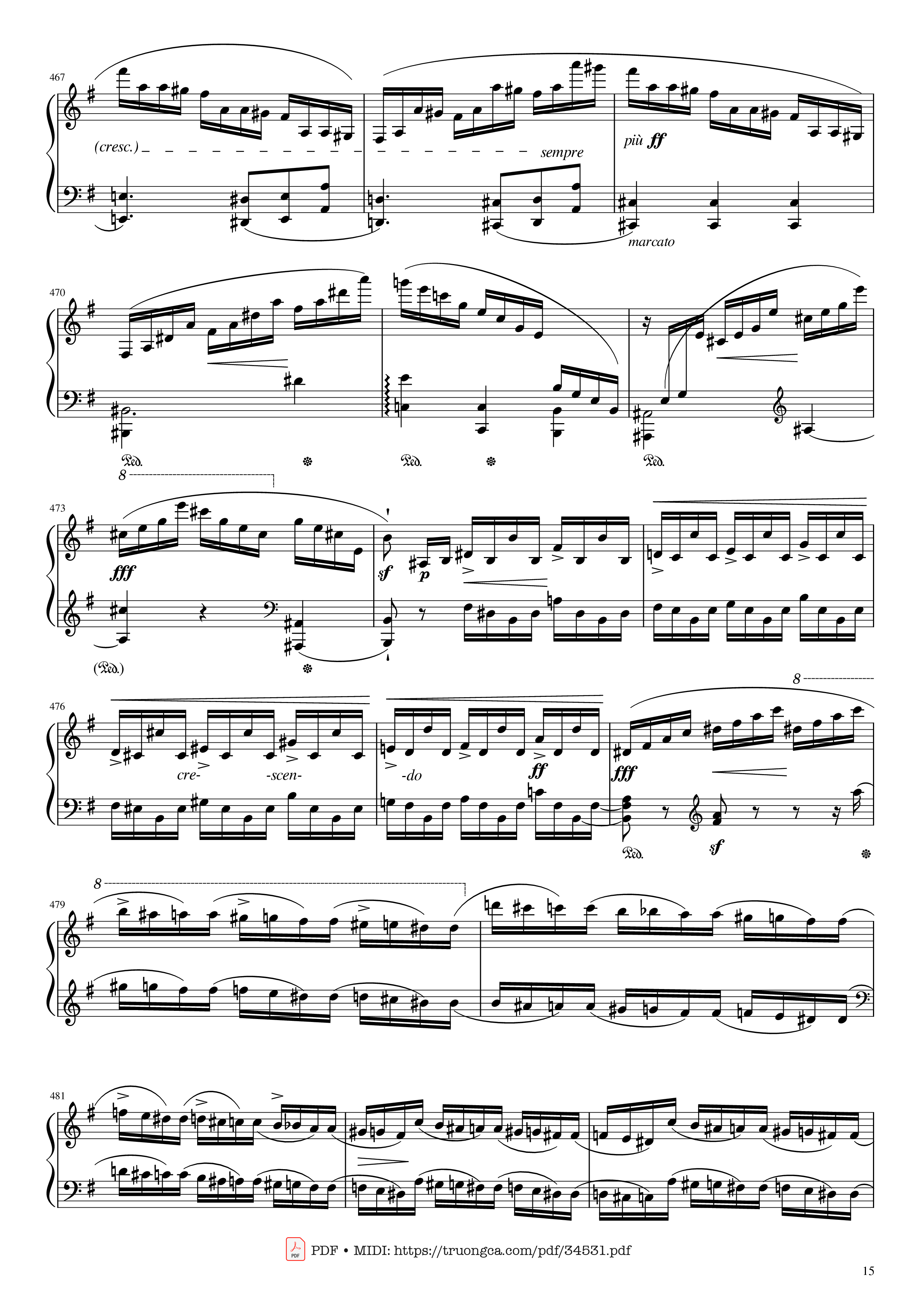 Page 15 of Sheet music PDF Piano Chopin Concerto No.1, Op.11, Allegro Maestoso Piano - Frédéric Chopin